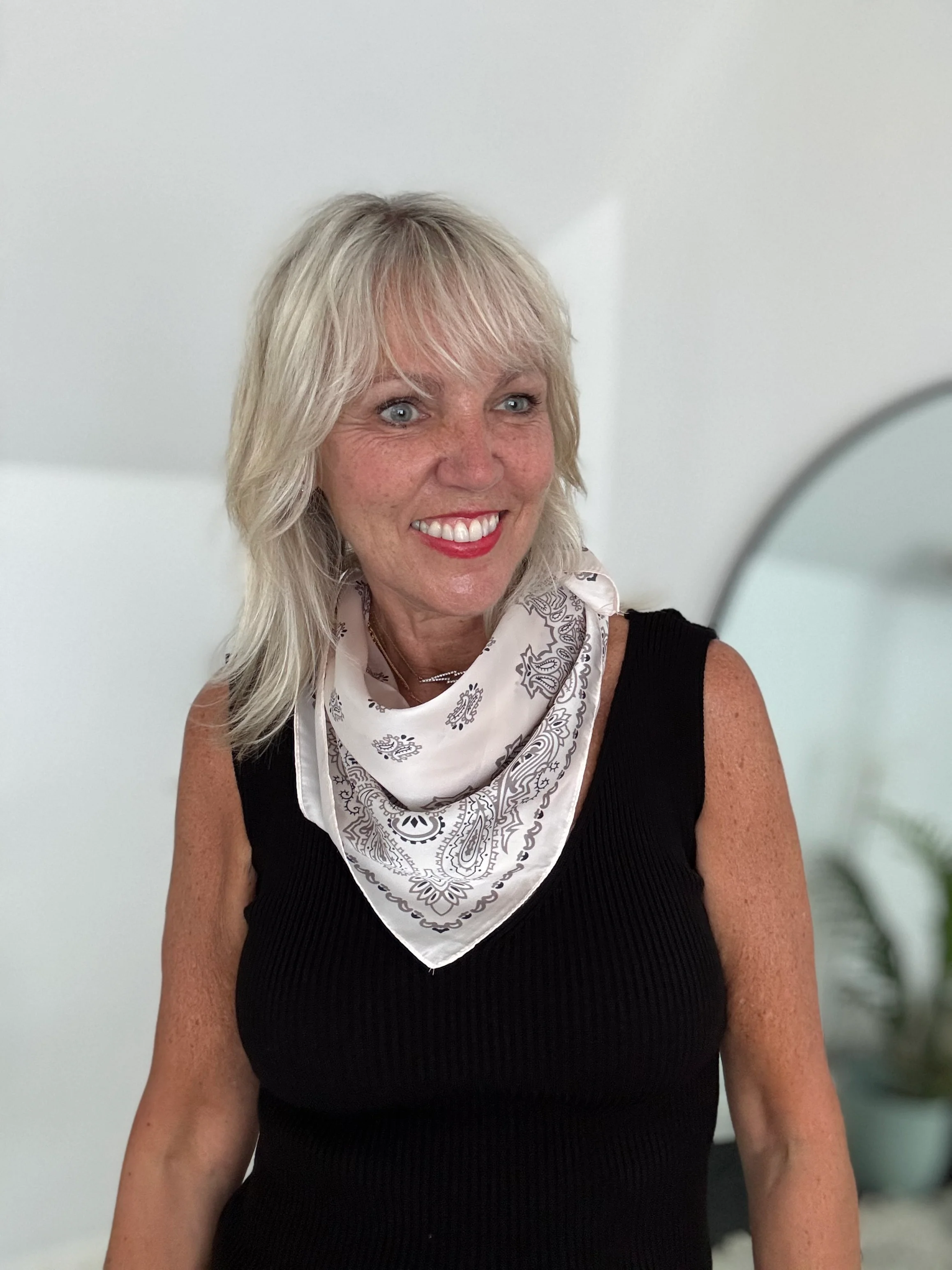 Silky Paisley Bandana Scarf in Shell Pink - Image 2
