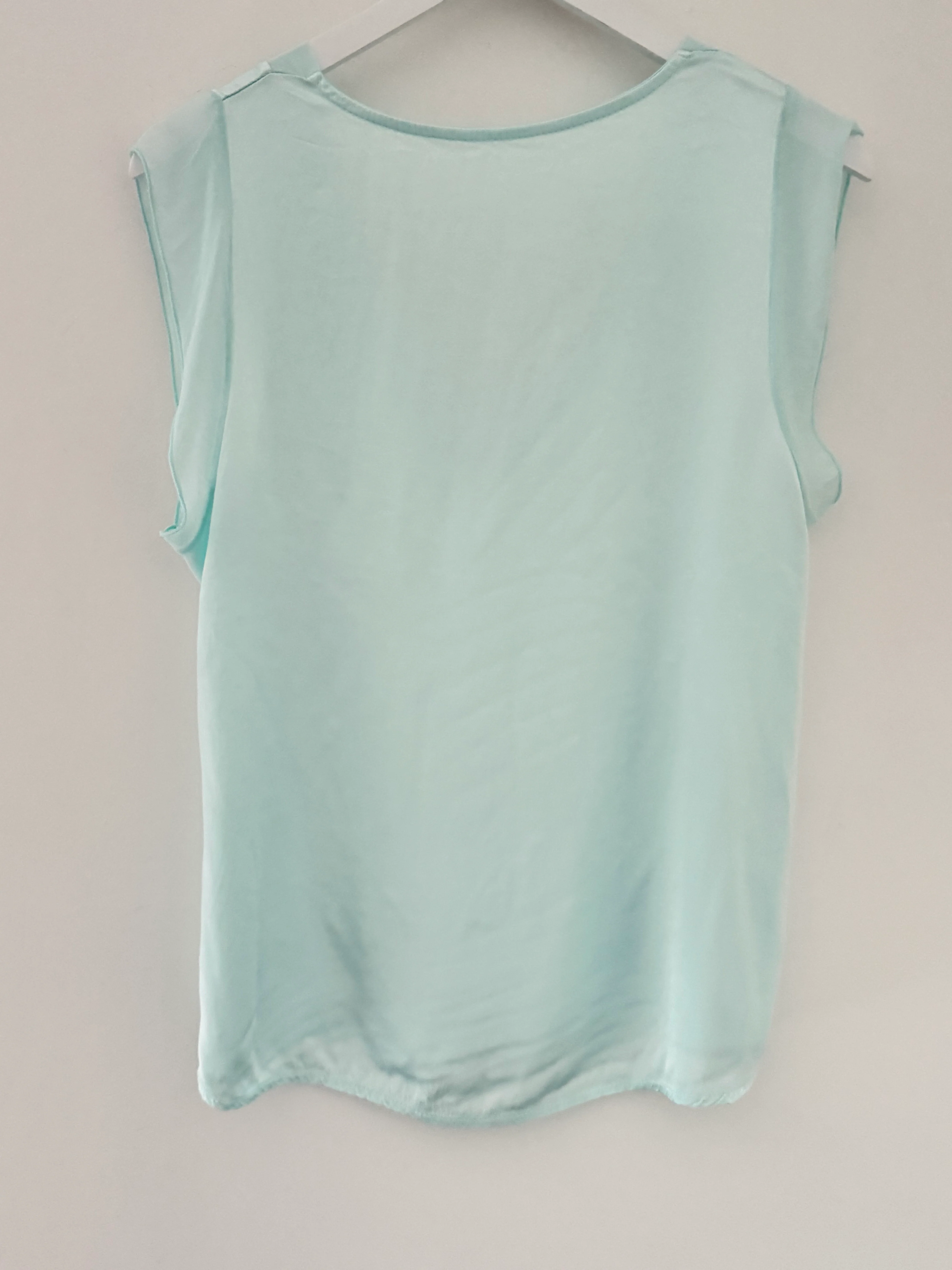 Silky V Neck Tank in Aqua - Image 8