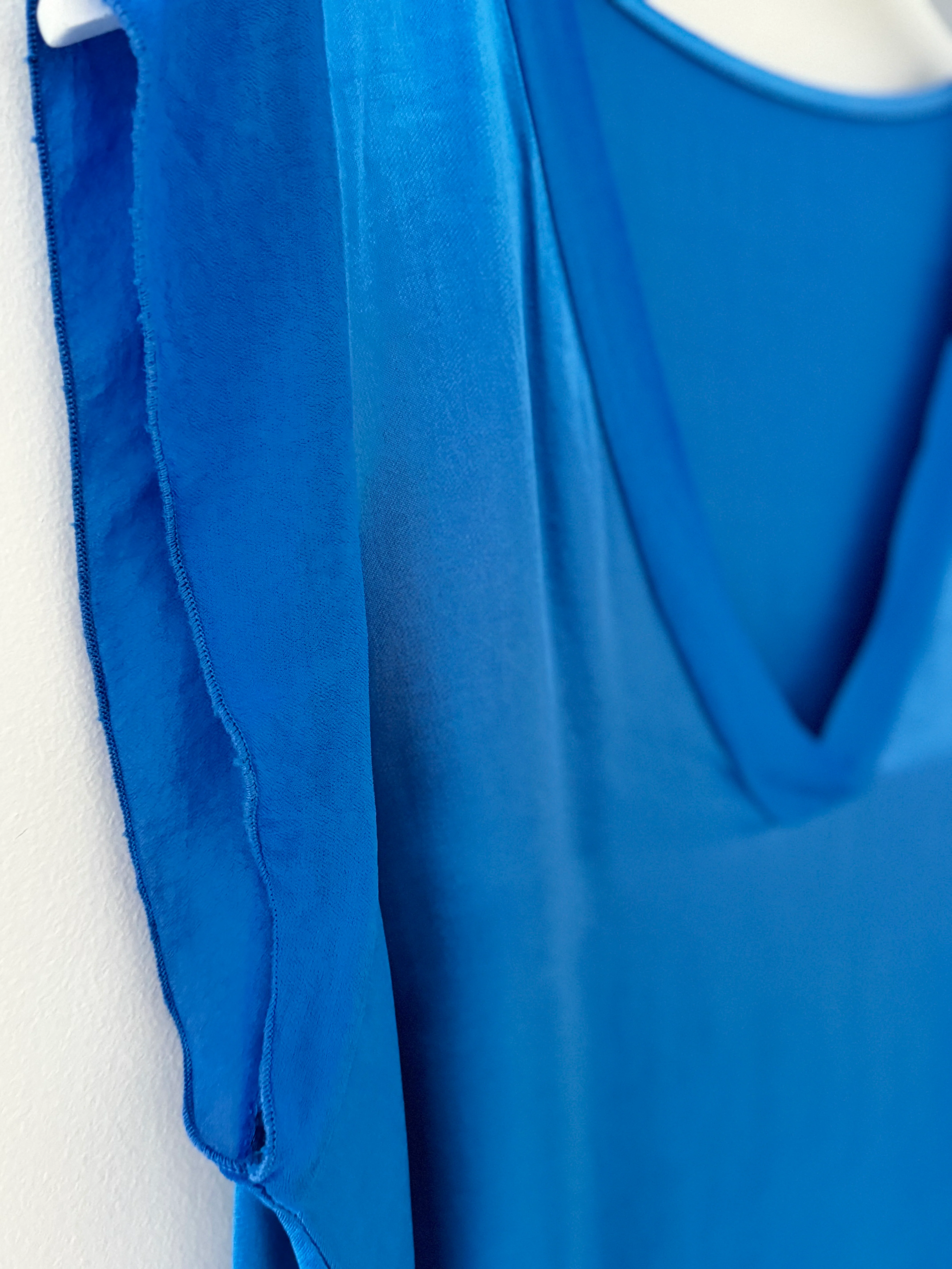 Silky V Neck Tank in Blue - Image 8