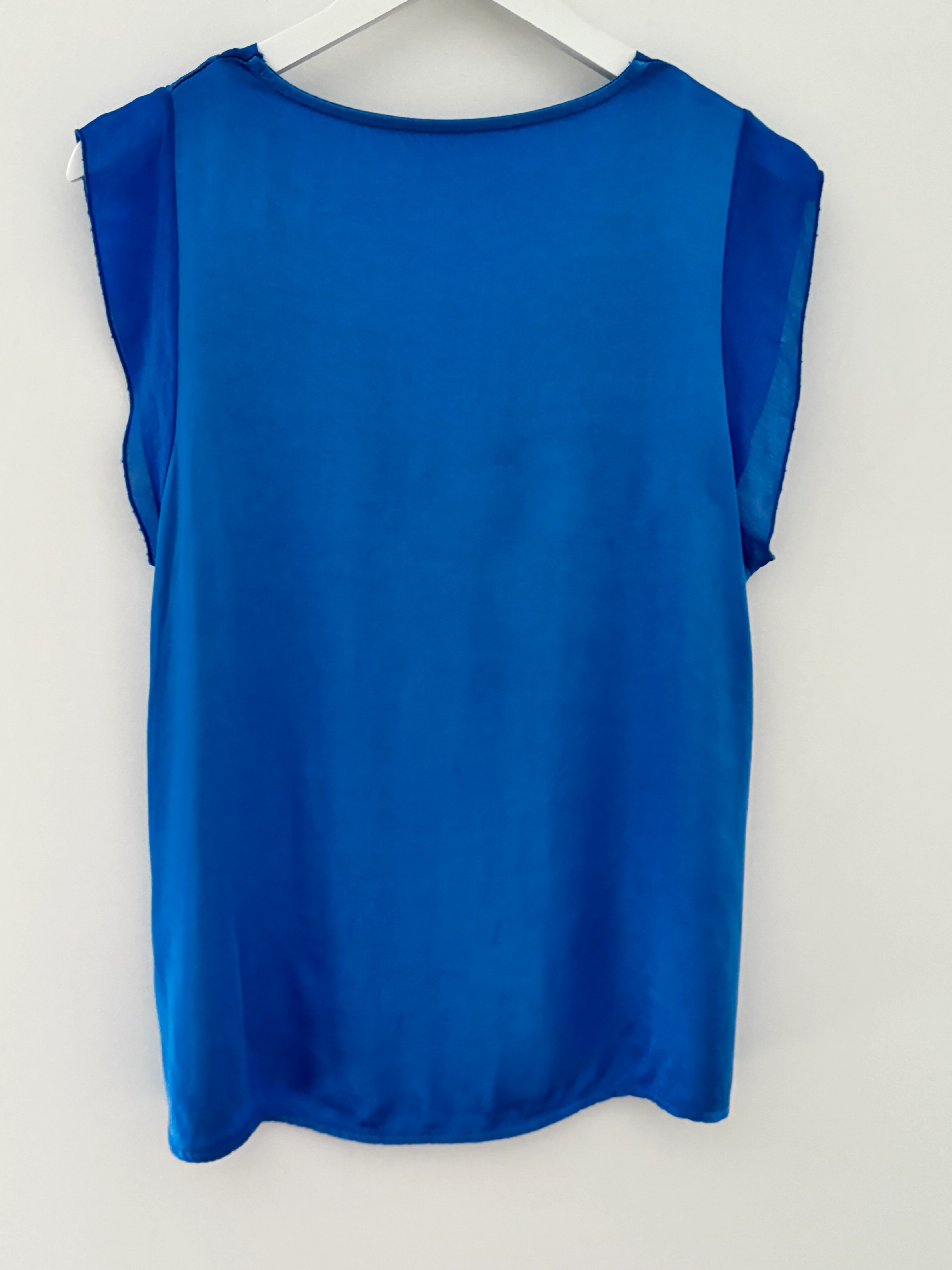 Silky V Neck Tank in Blue - Image 9