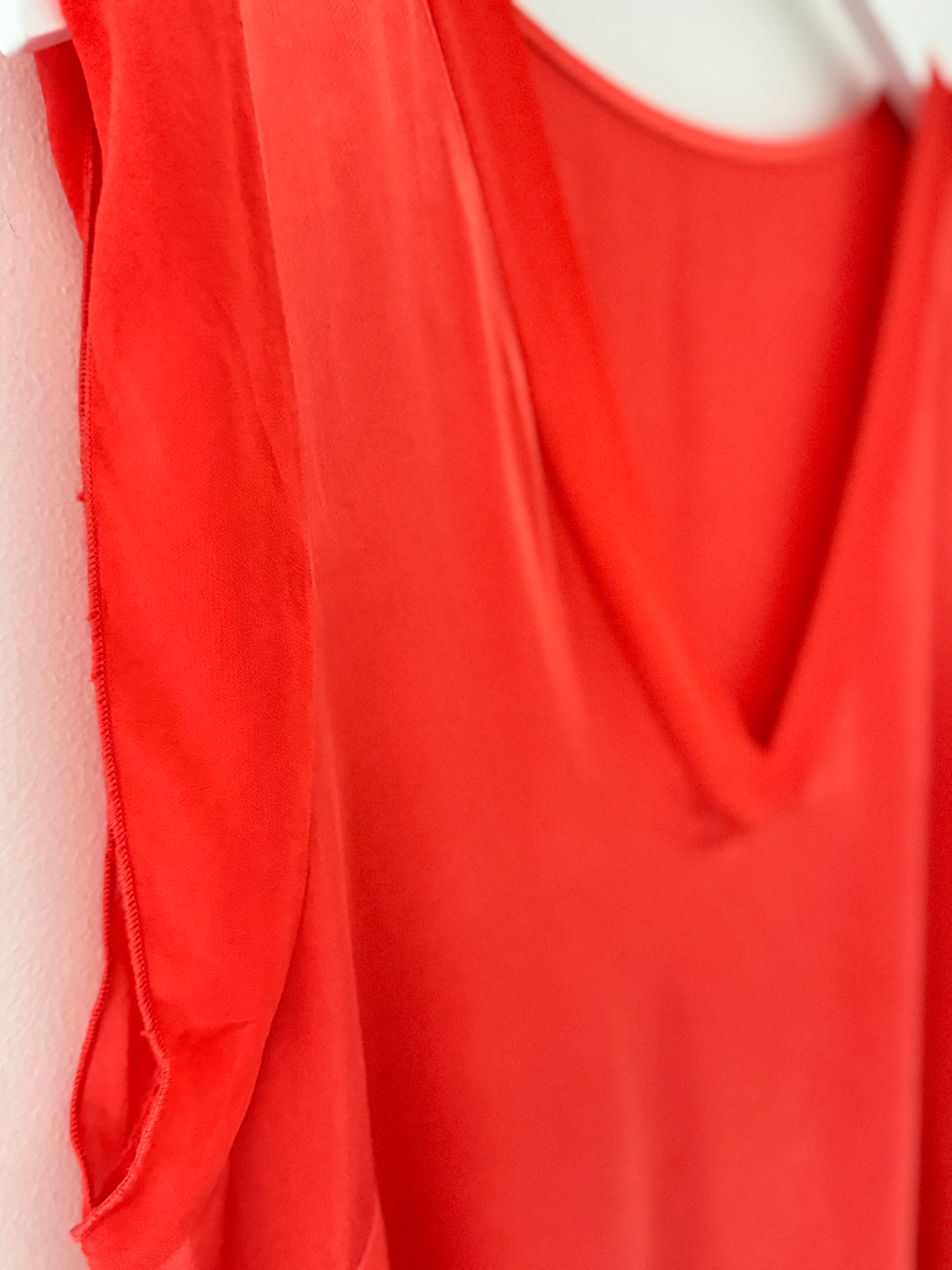 Silky V Neck Tank in Coral - Image 8