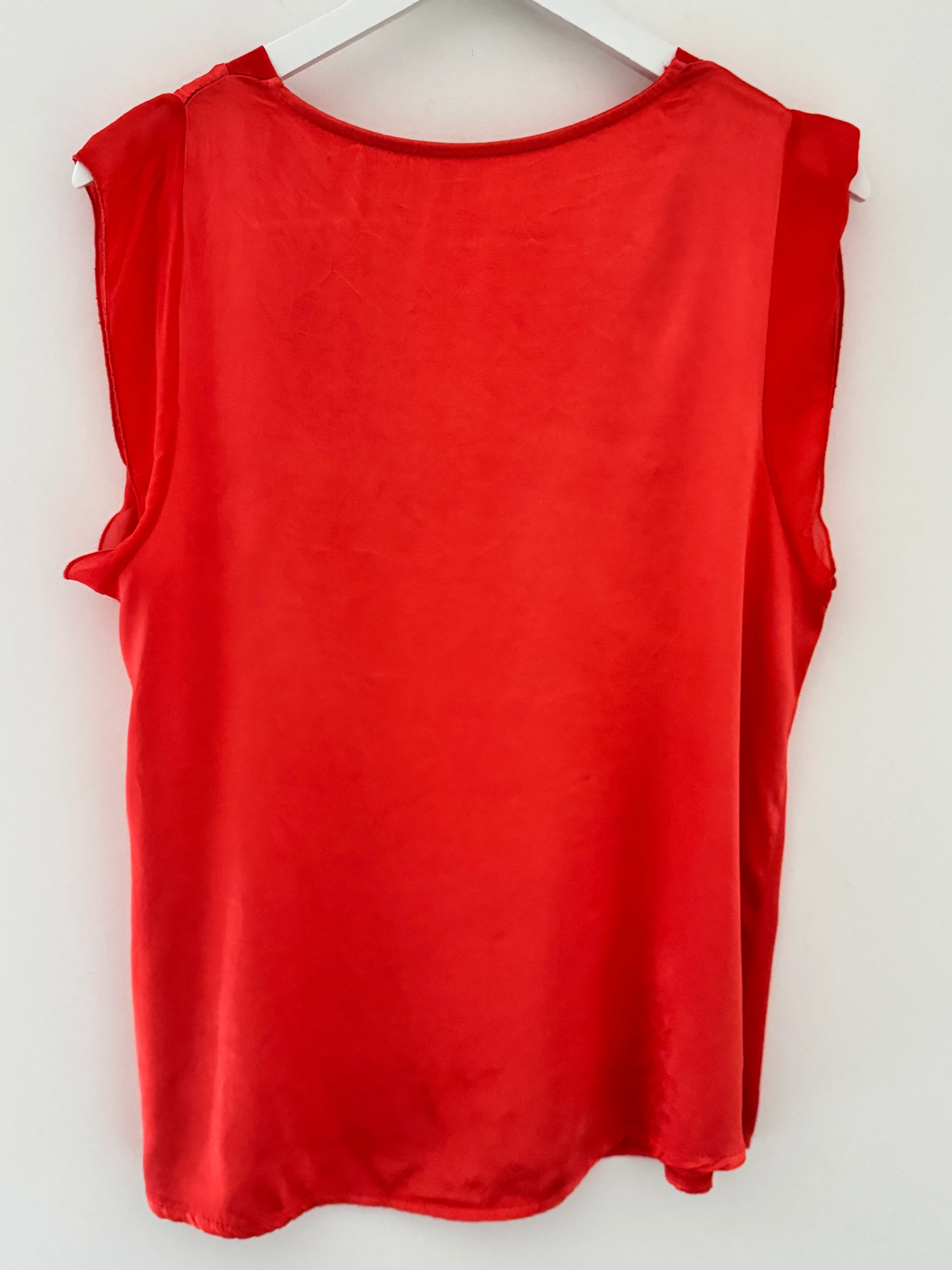 Silky V Neck Tank in Coral - Image 9