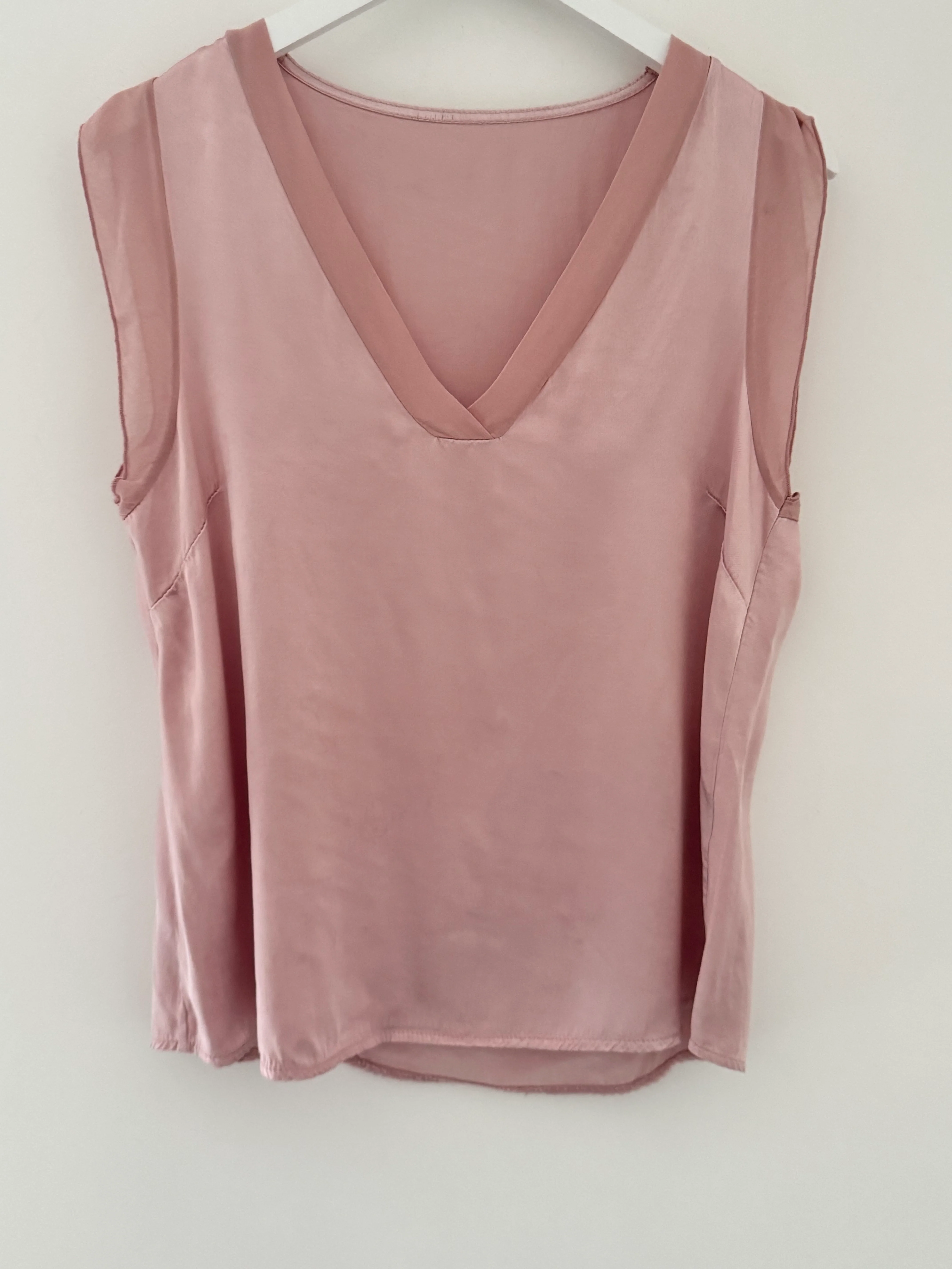 Silky V Neck Tank in Pink - Image 8