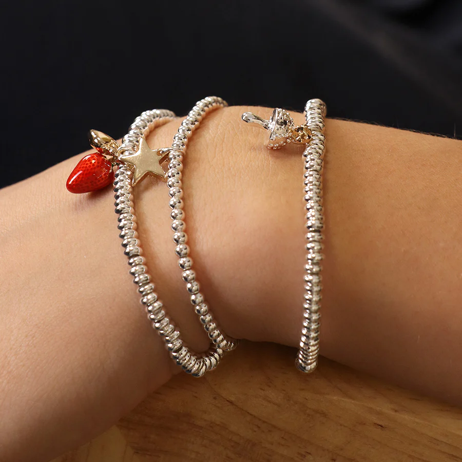 Silver Bead Bracelet with Gold Star - Image 4