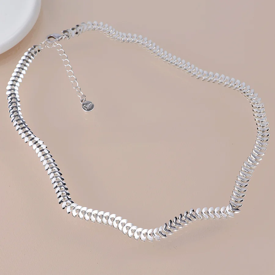 Silver Chevron Chain Necklace - Image 2