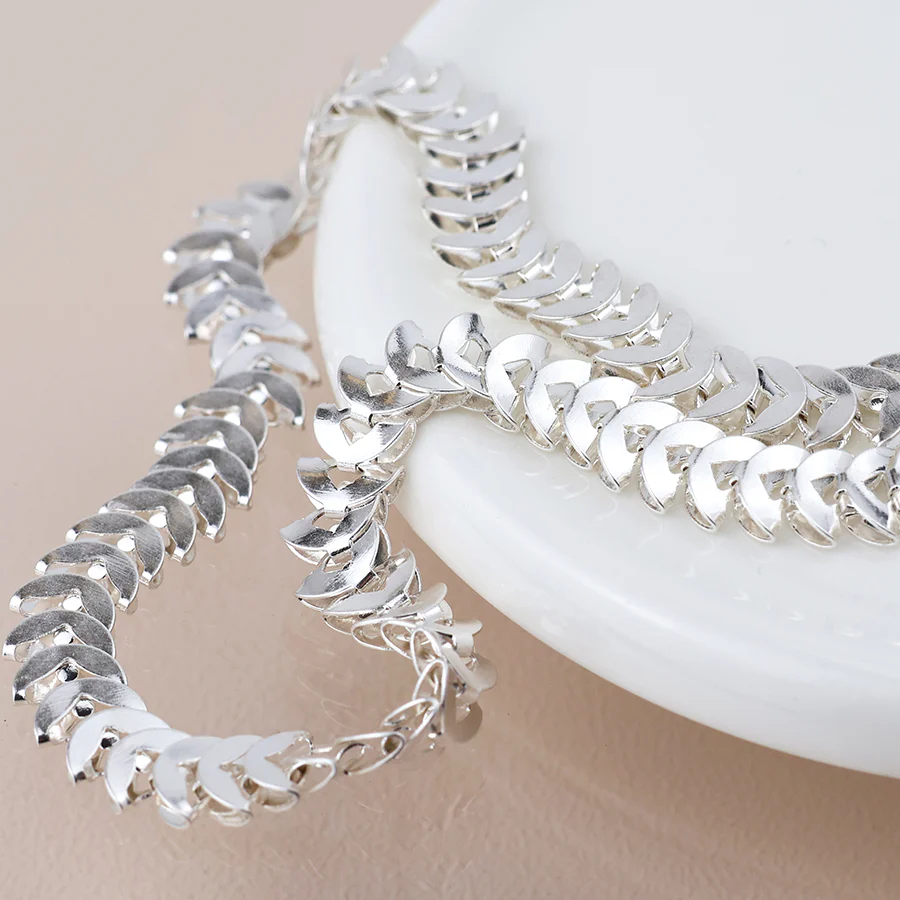 Silver Chevron Chain Necklace - Image 3