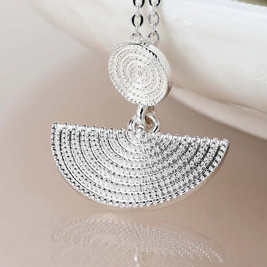 Silver Disc and Half Moon Necklace - Image 3