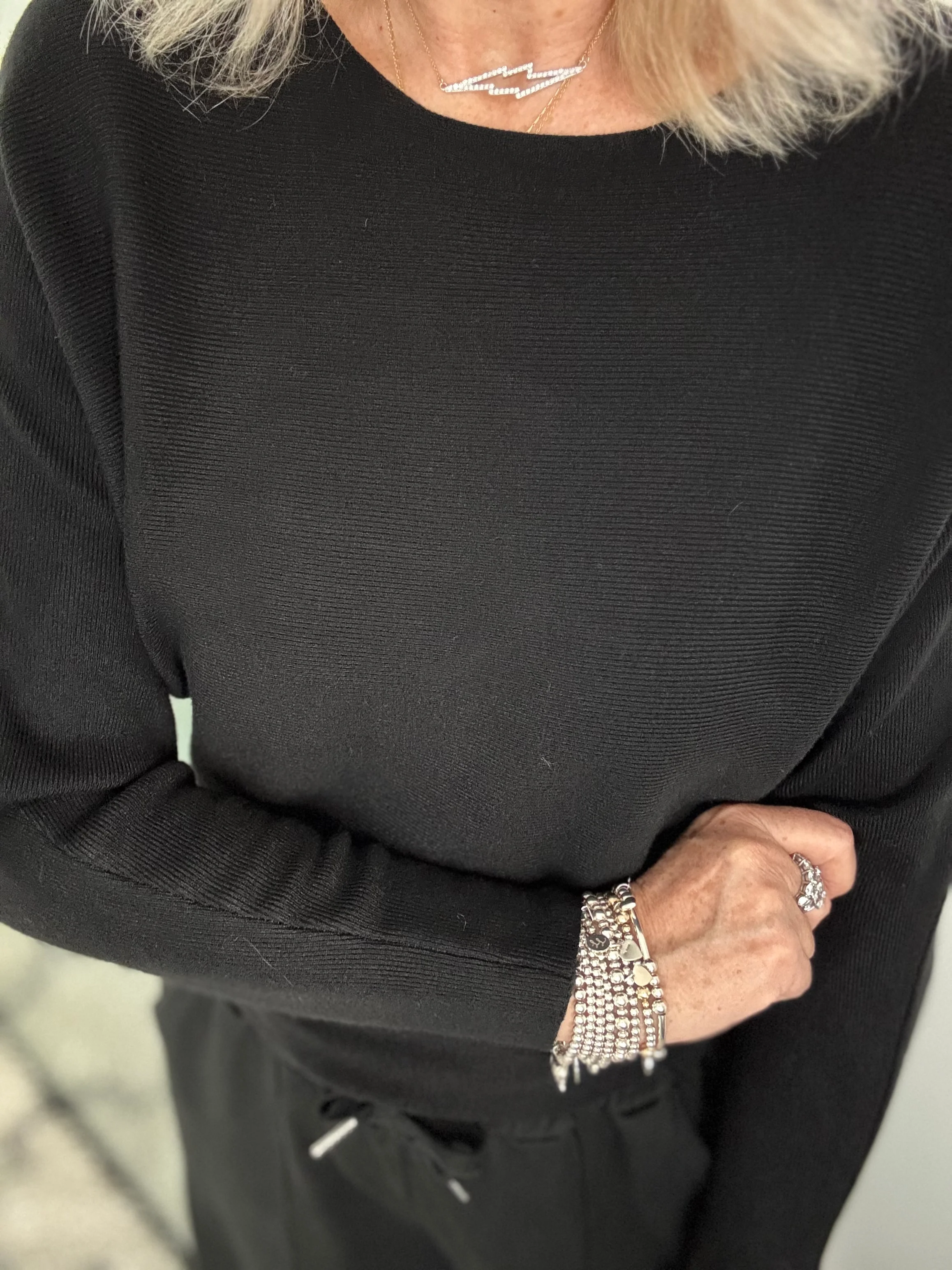 Simple Ribbed Jumper in Black - Image 10