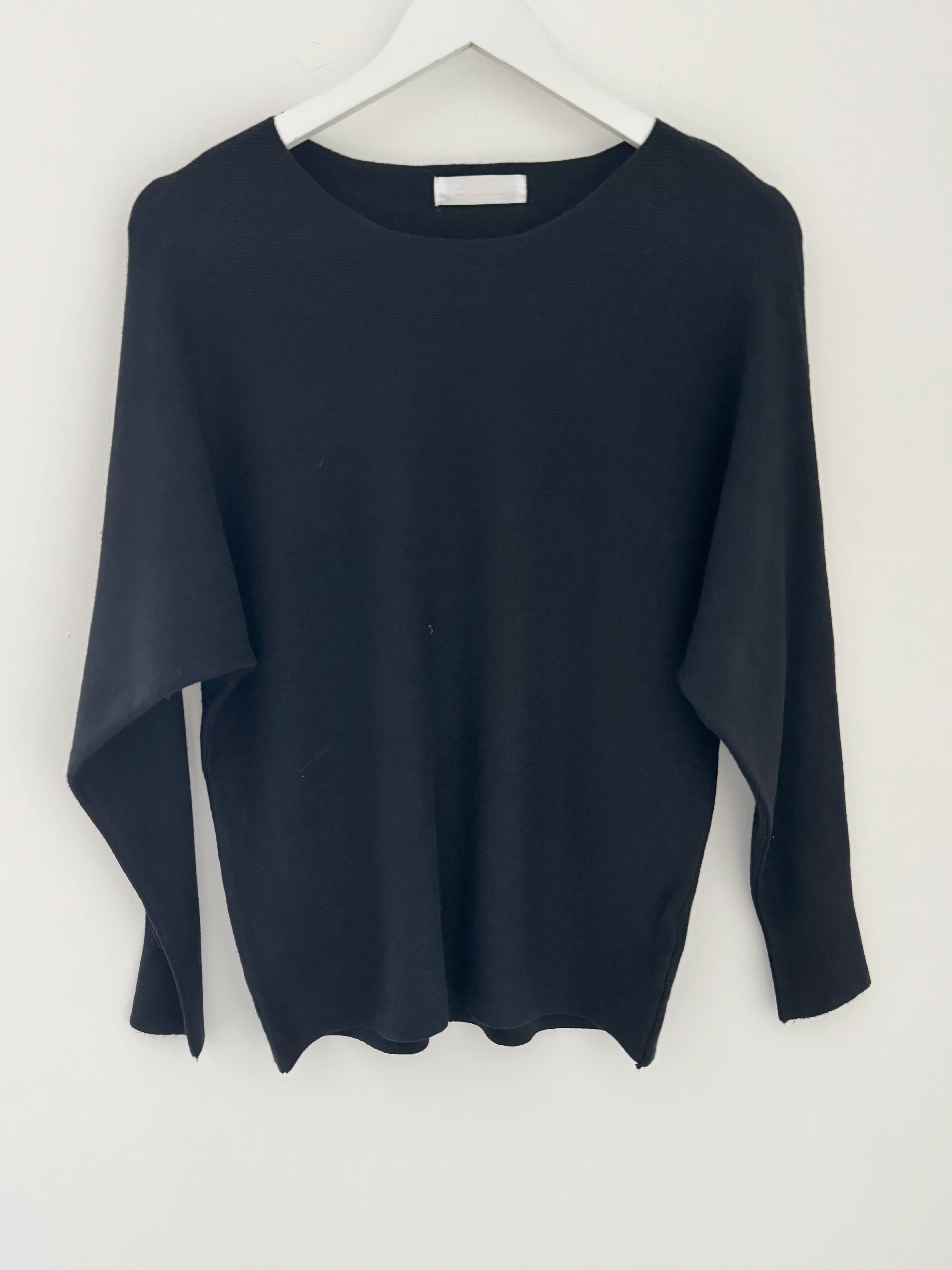 Simple Ribbed Jumper in Black - Image 7