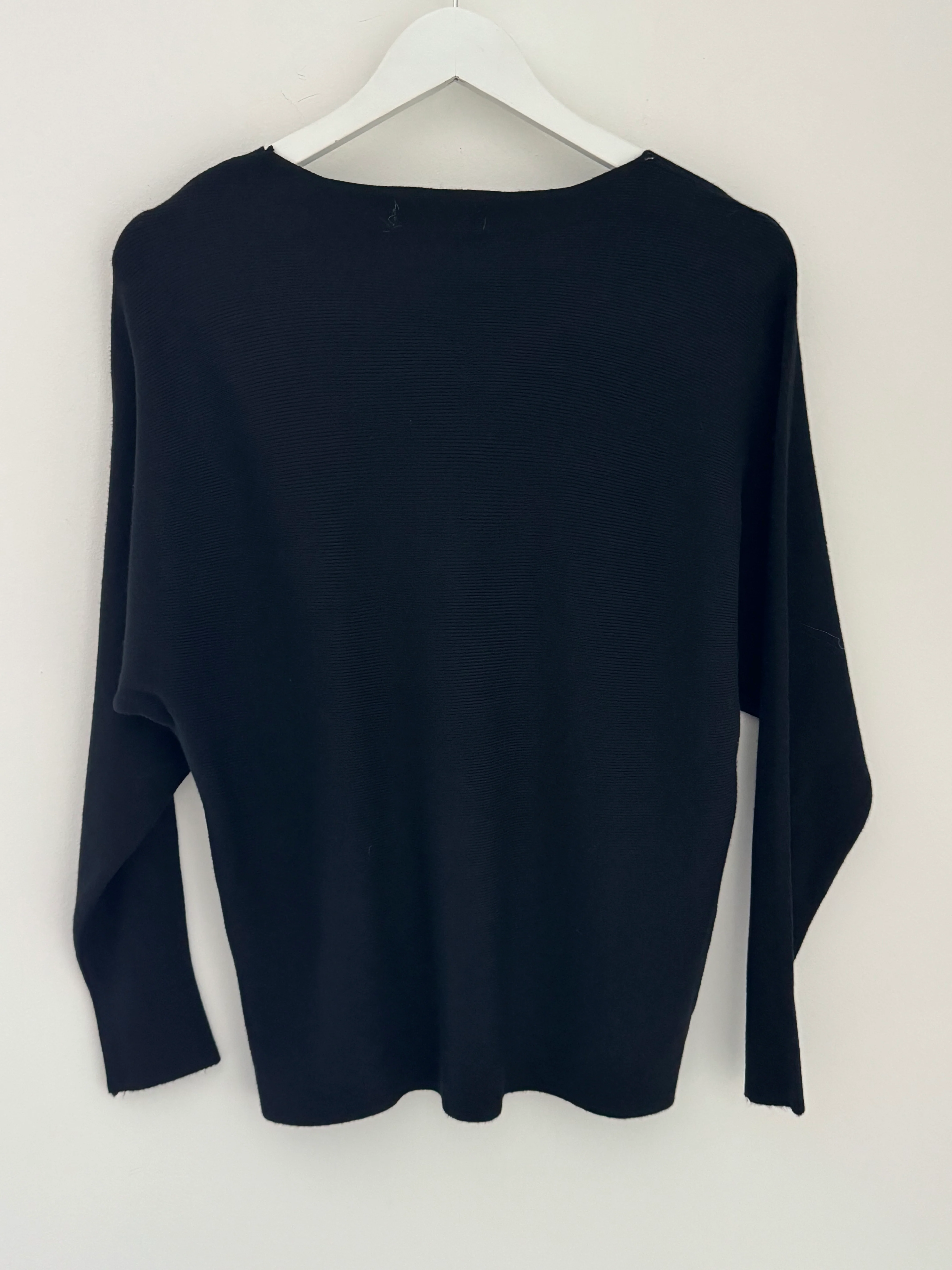 Simple Ribbed Jumper in Black - Image 9