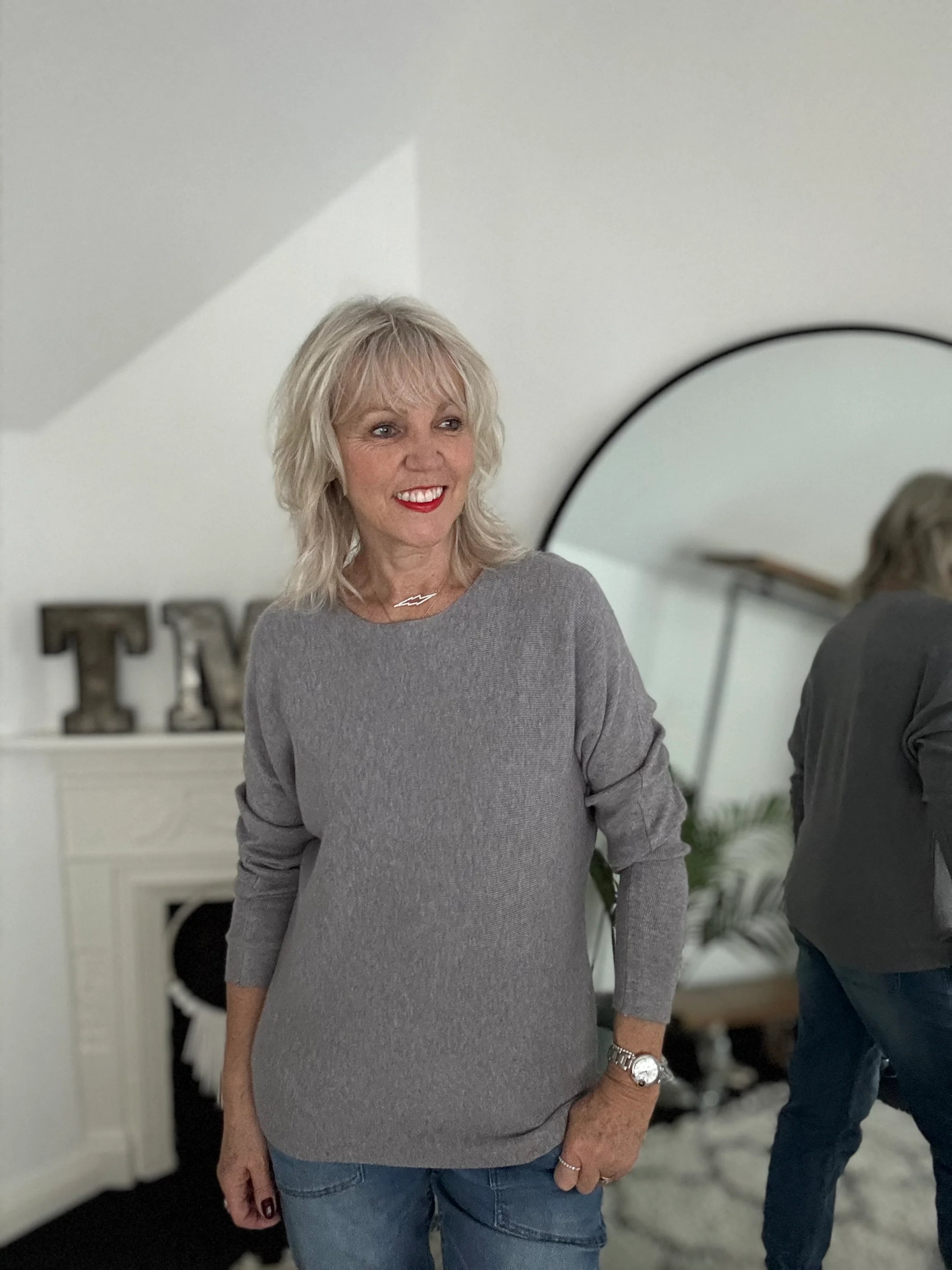 Simple Ribbed Jumper in Grey