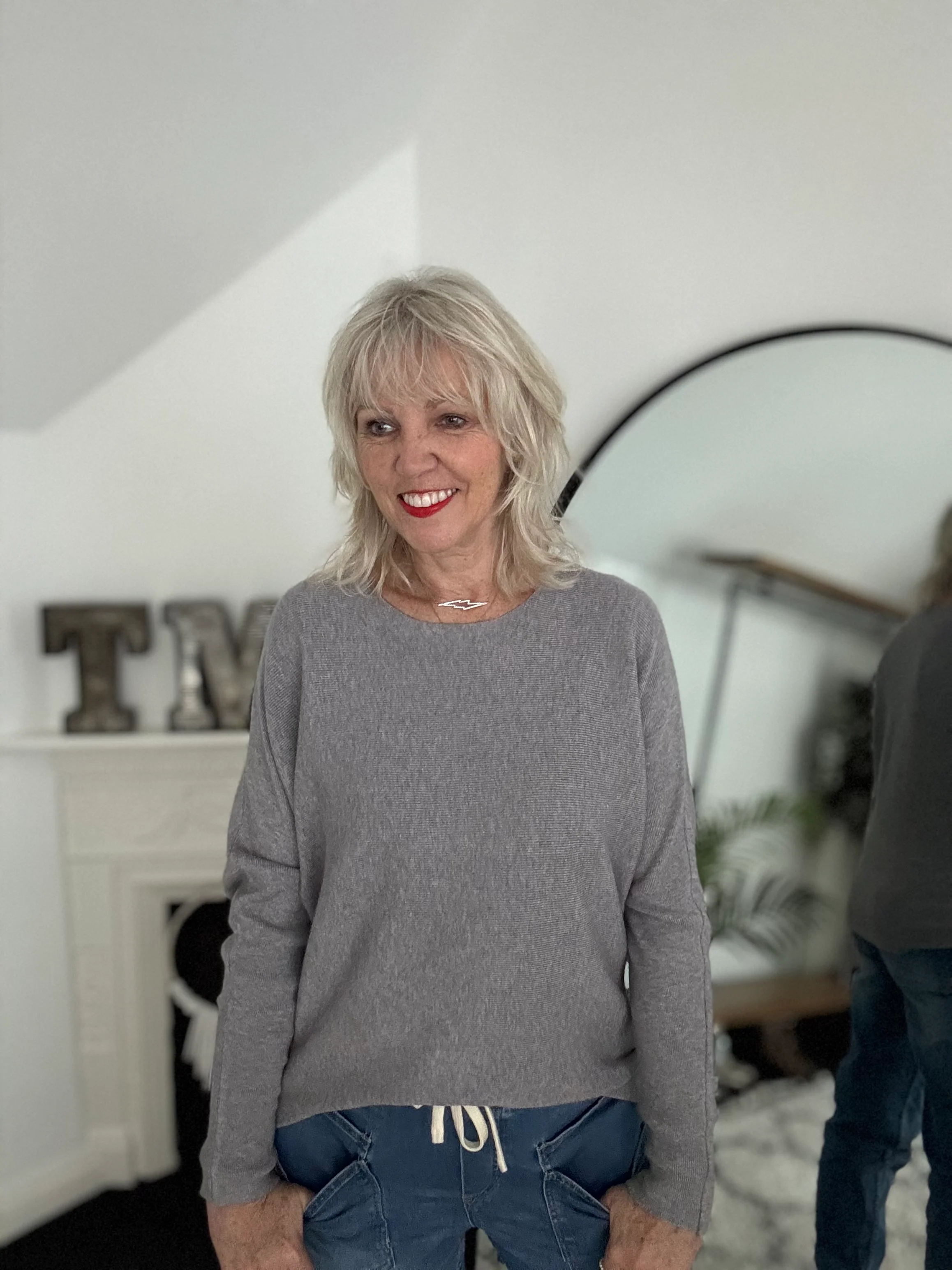 Simple Ribbed Jumper in Grey - Image 5