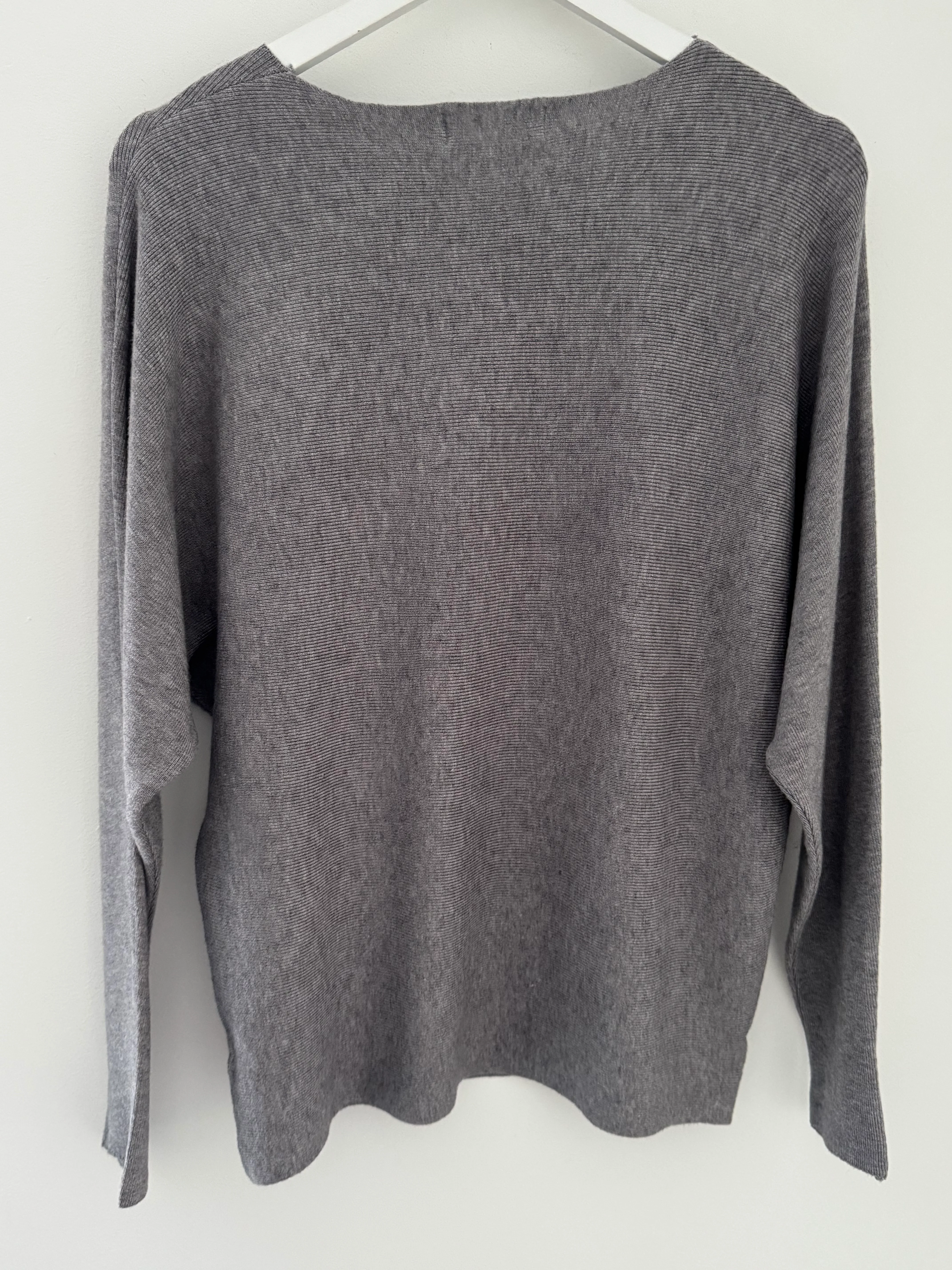 Simple Ribbed Jumper in Grey - Image 8