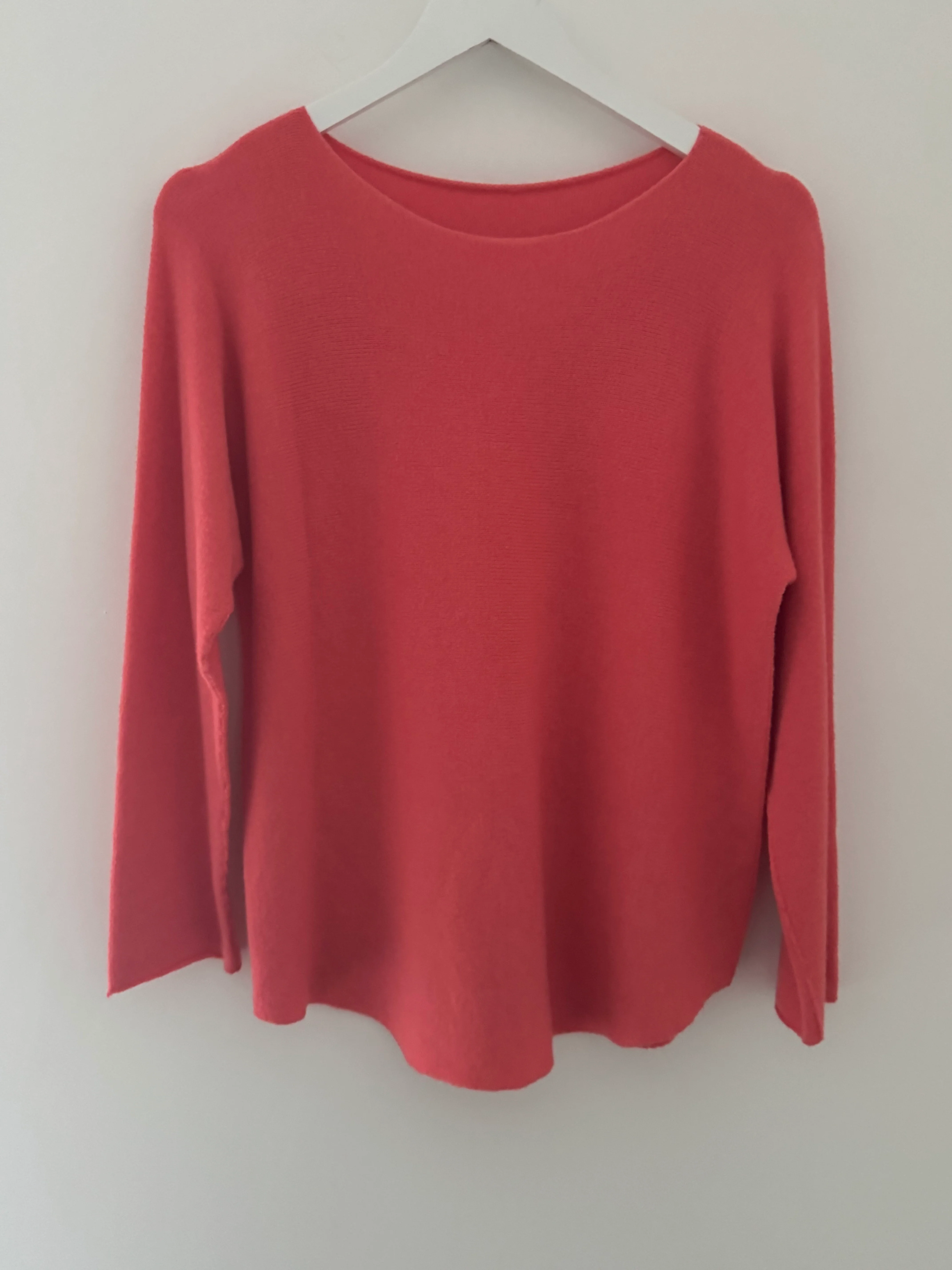 Simple Round Neck Jumper in Coral - Image 6