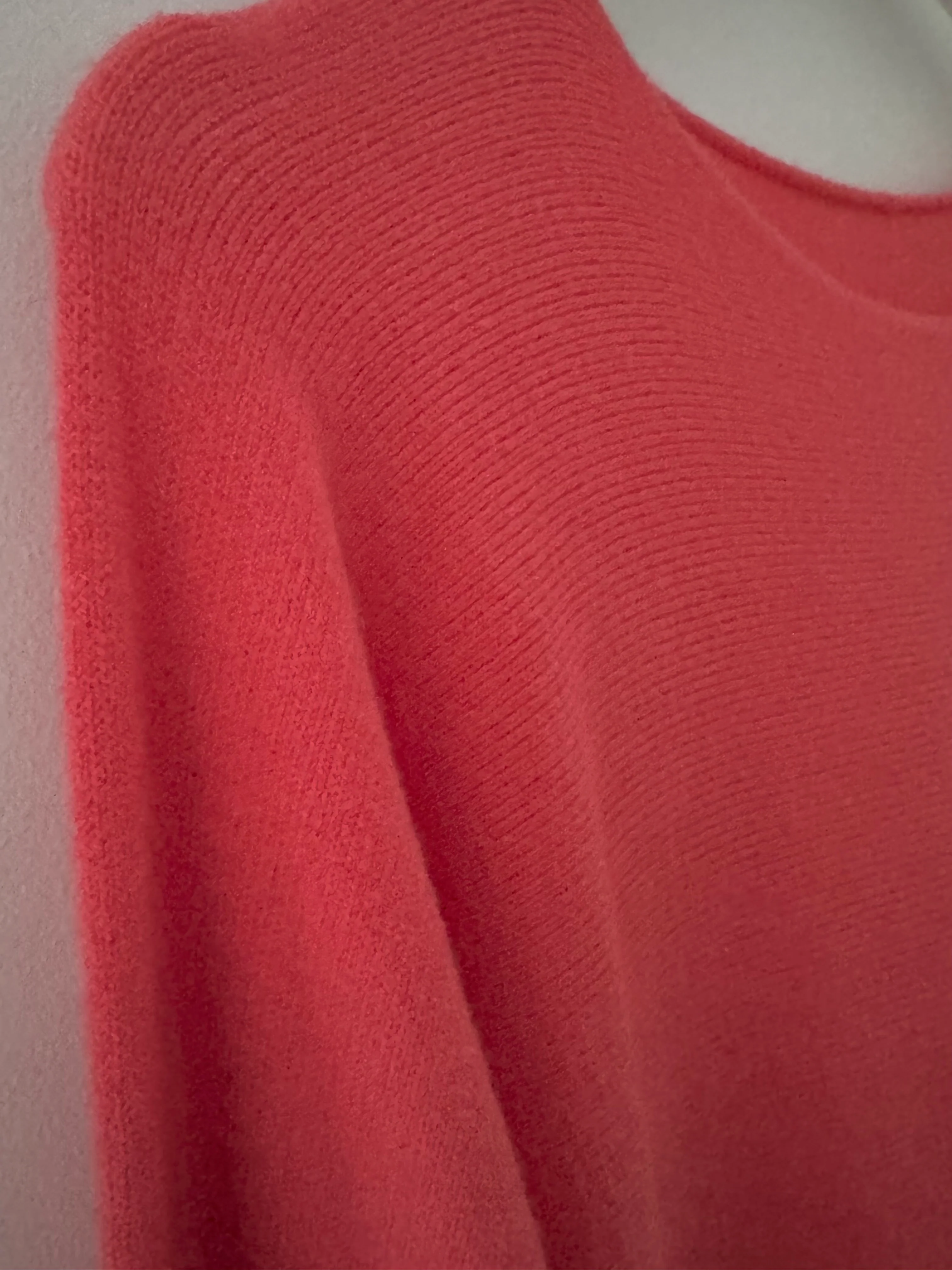 Simple Round Neck Jumper in Coral - Image 7