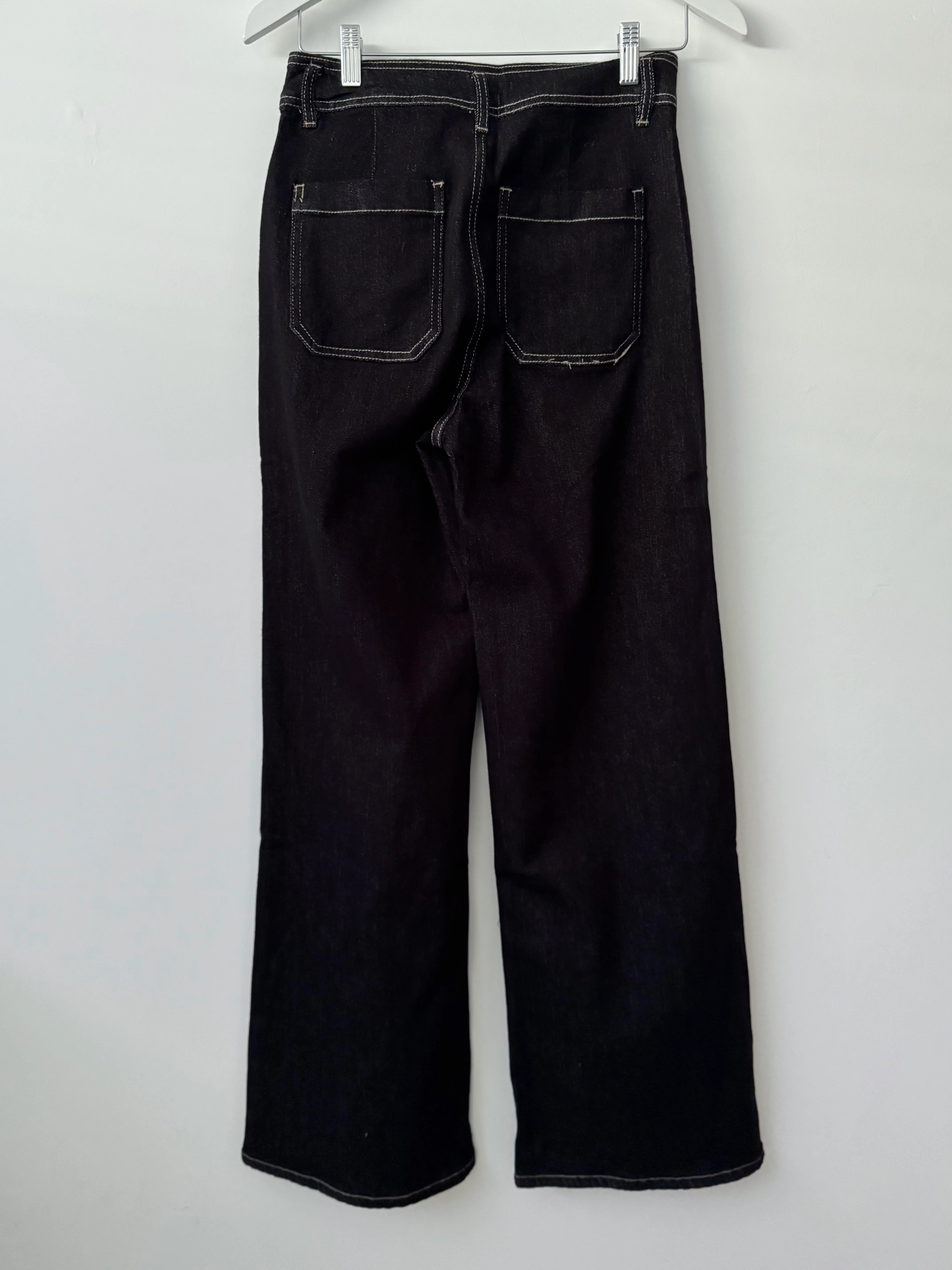Slim Flare Stretch Jeans with Pockets in Black - Image 9