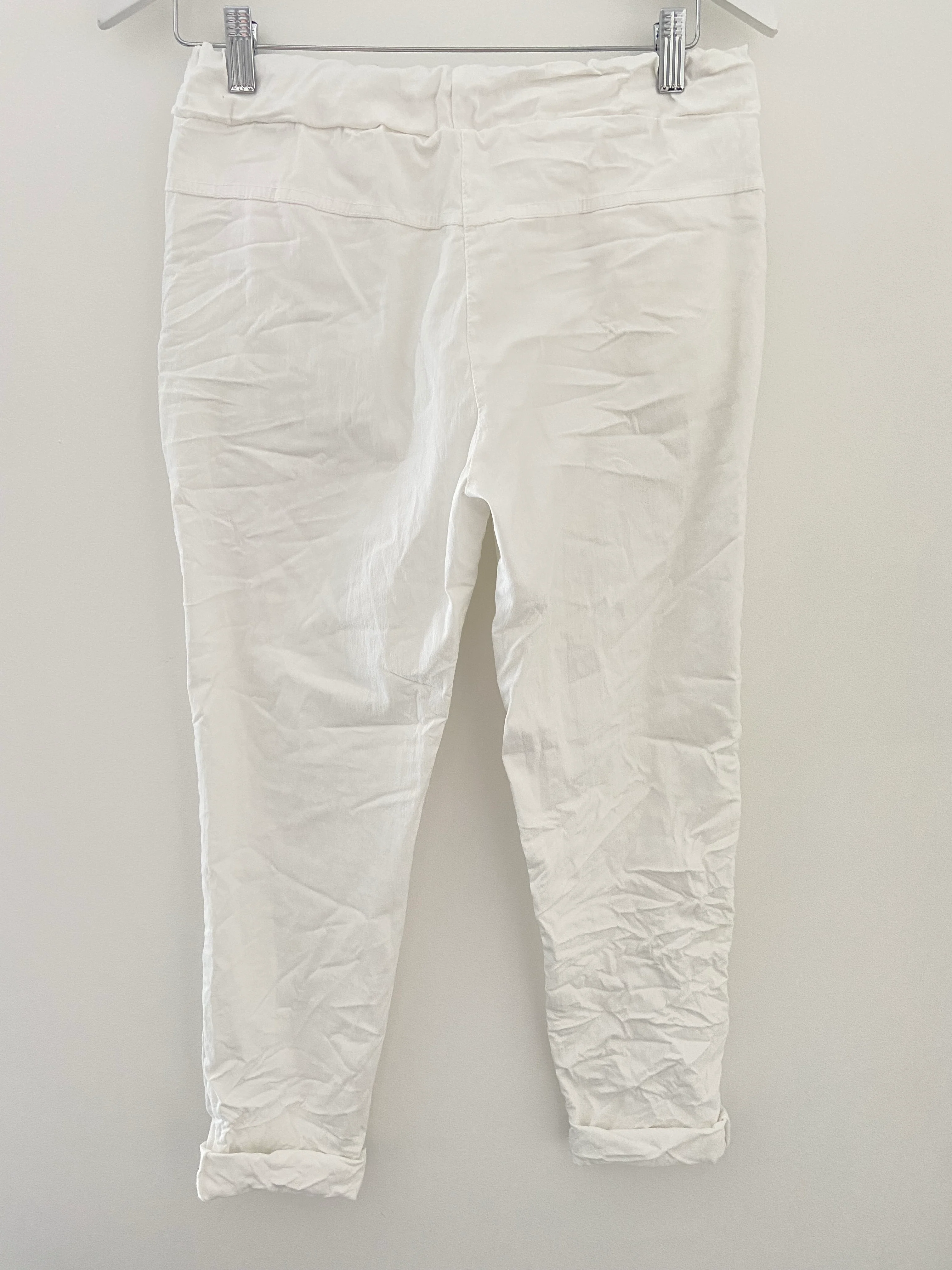 Slimfit Cotton Stretch Joggers in White - Image 4
