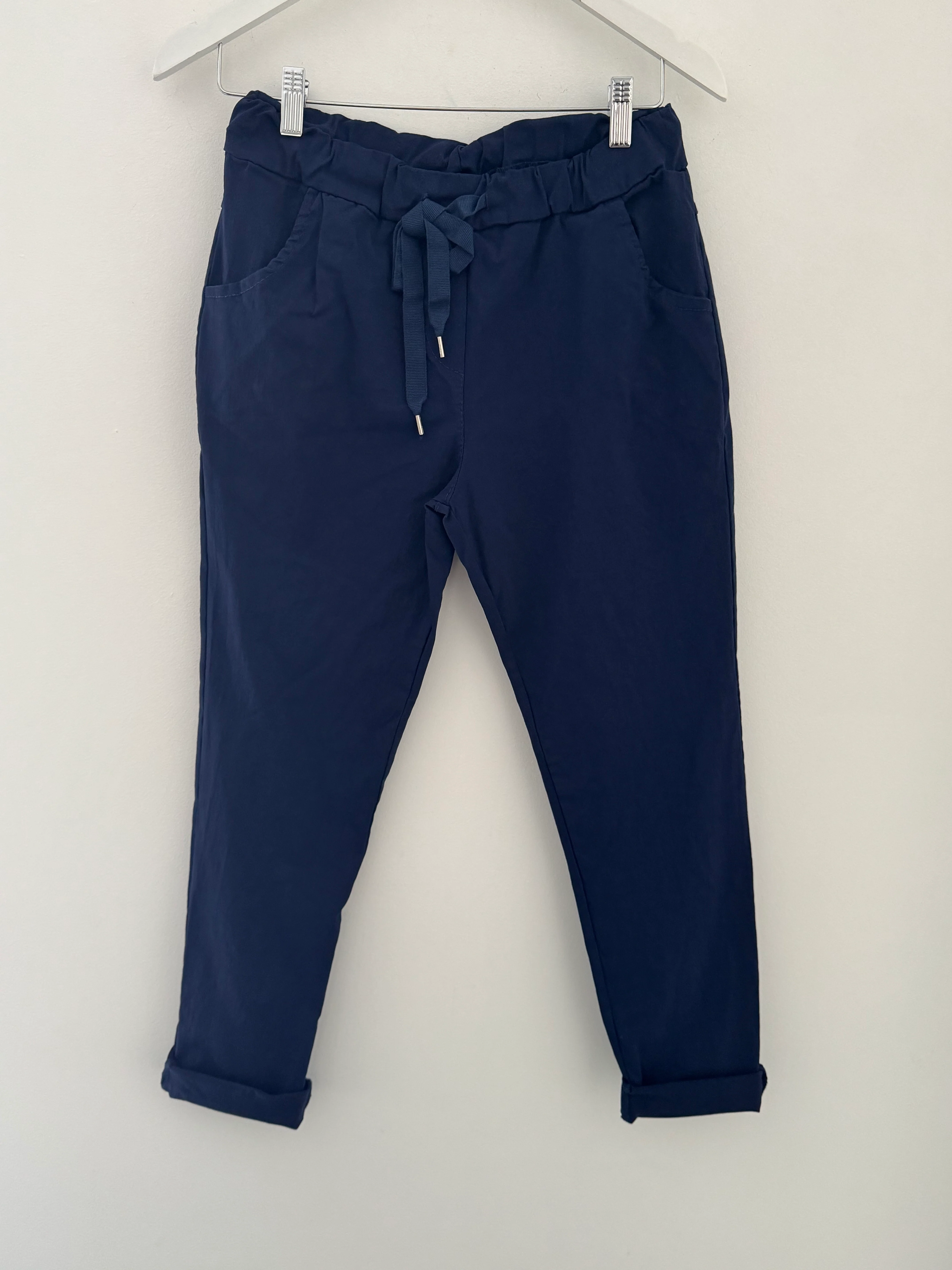 Slimfit Stretch Cotton Joggers in Navy - Image 6