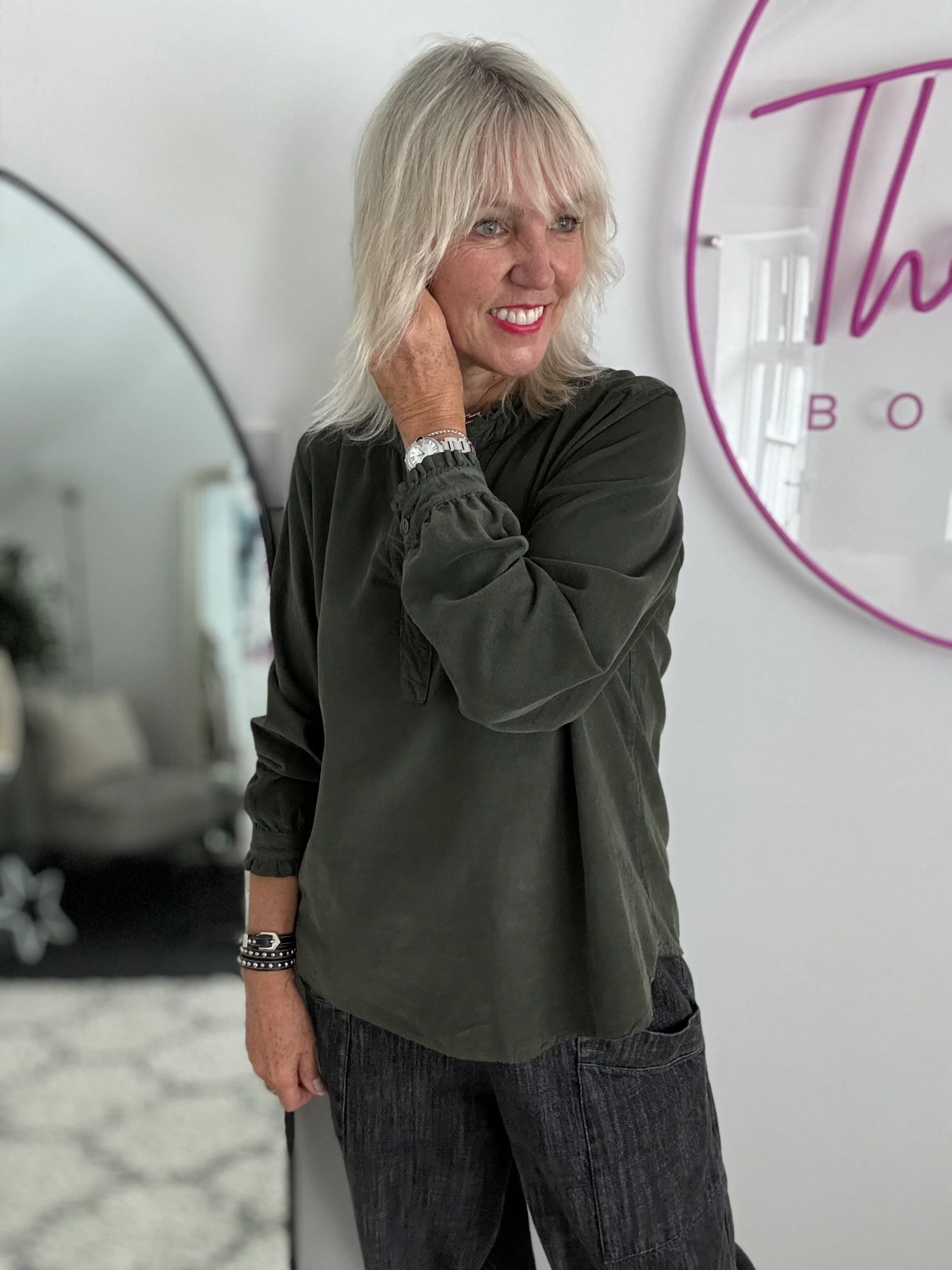 Soft Fine Cord Shirt in Khaki - Image 5