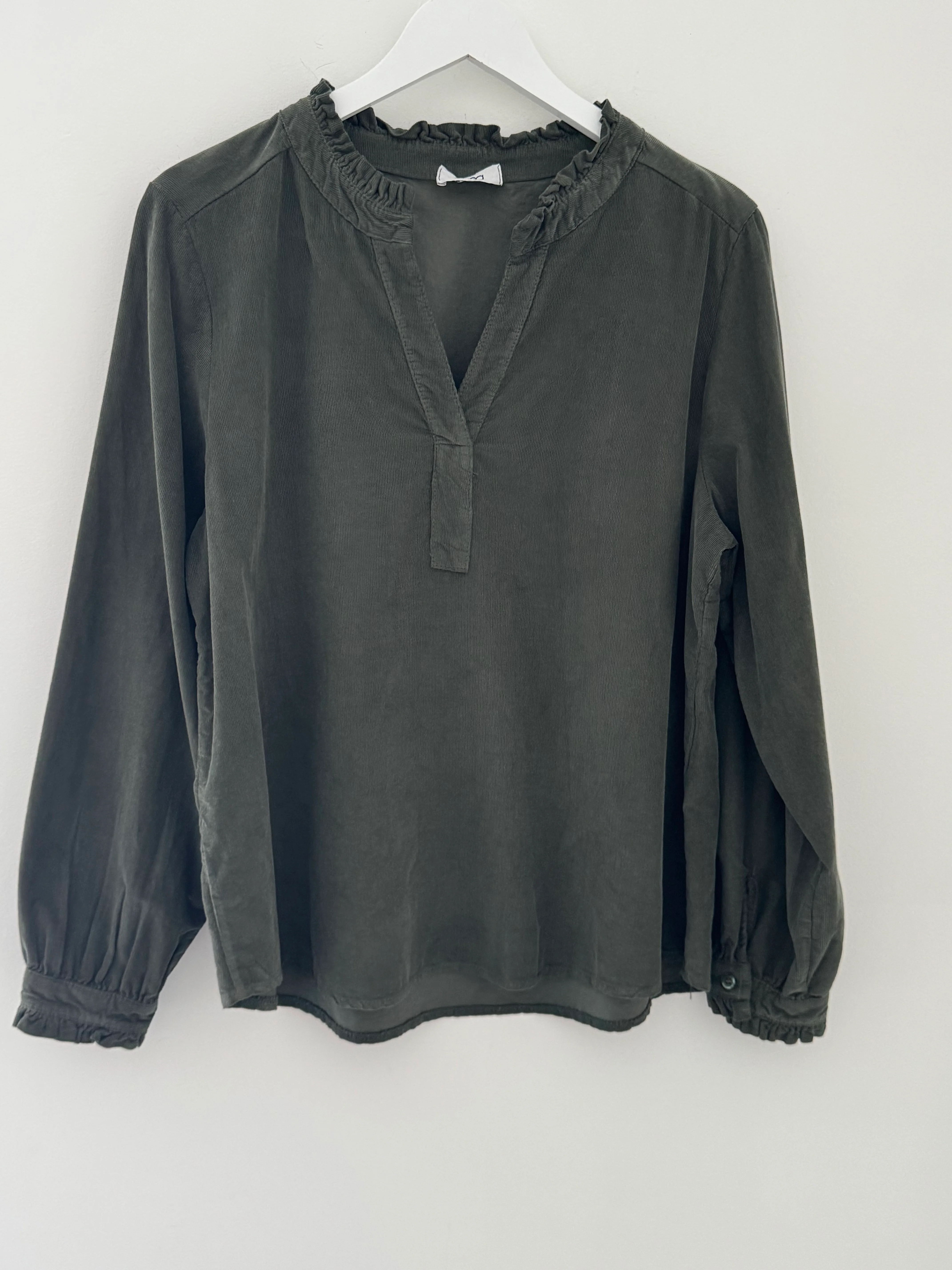 Soft Fine Cord Shirt in Khaki - Image 6