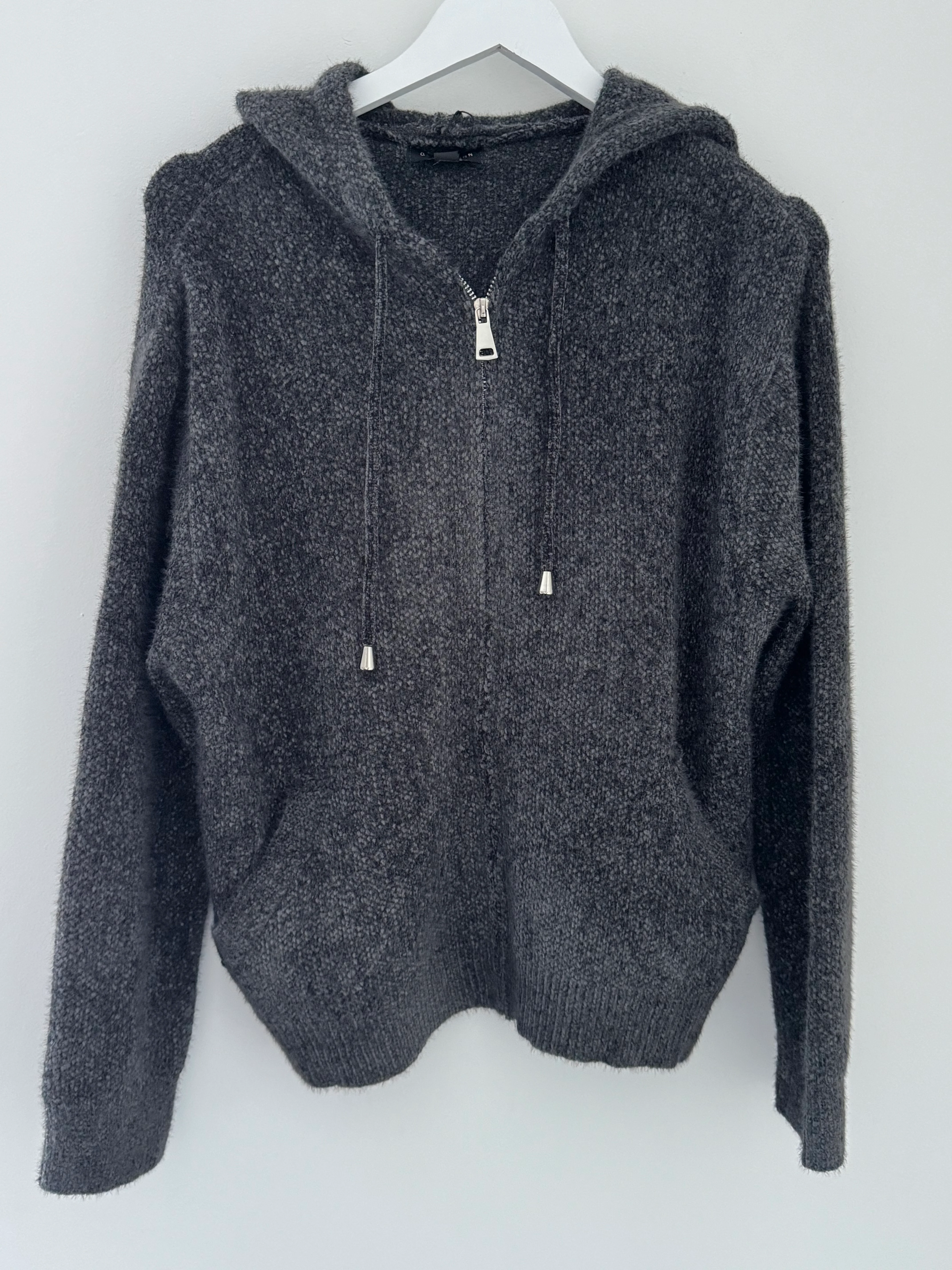 Soft Hooded Knit with Pockets in Anthracite - Image 12
