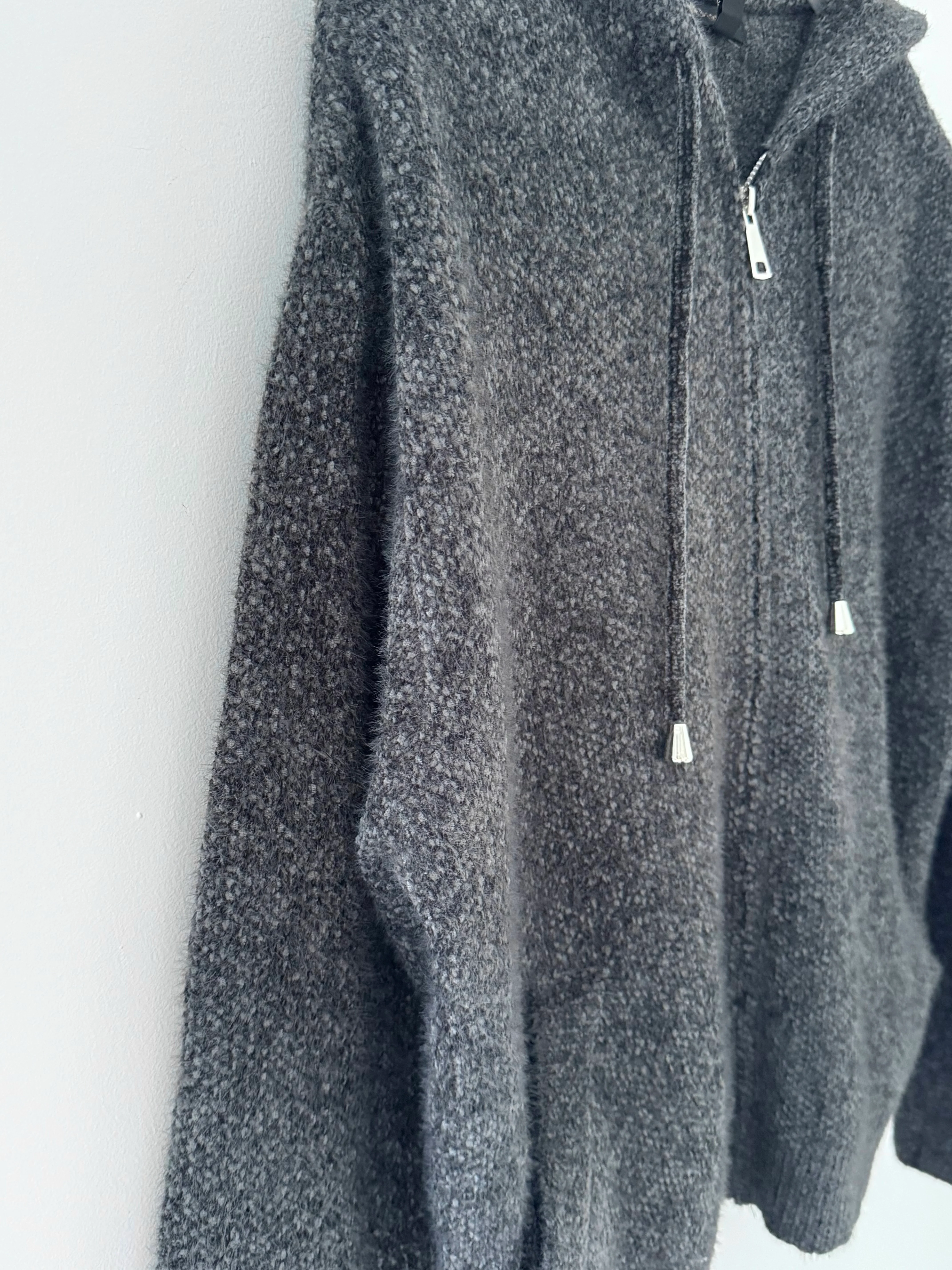 Soft Hooded Knit with Pockets in Anthracite - Image 13