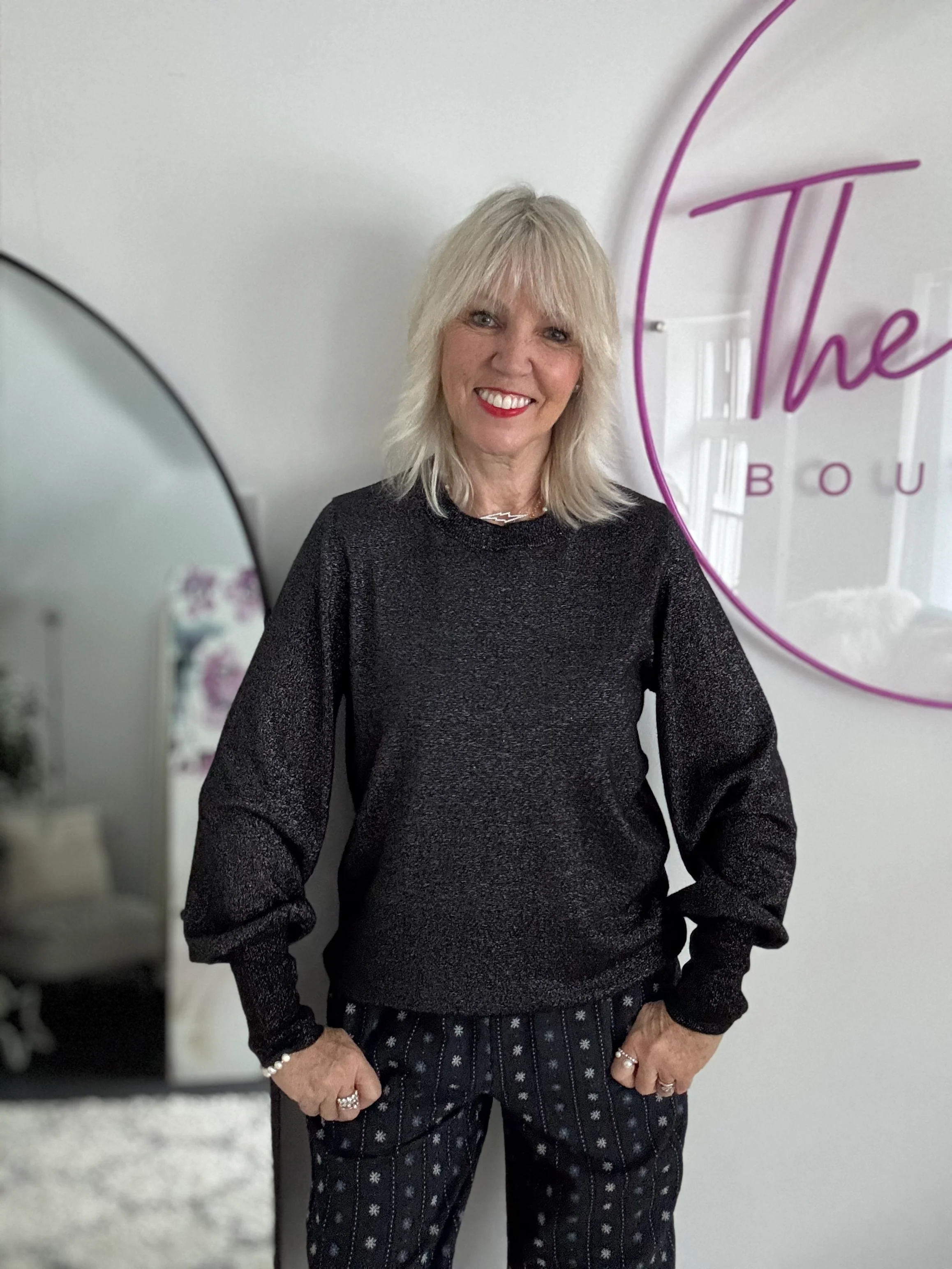 Soft Shimmer Jumper in Black - Image 3