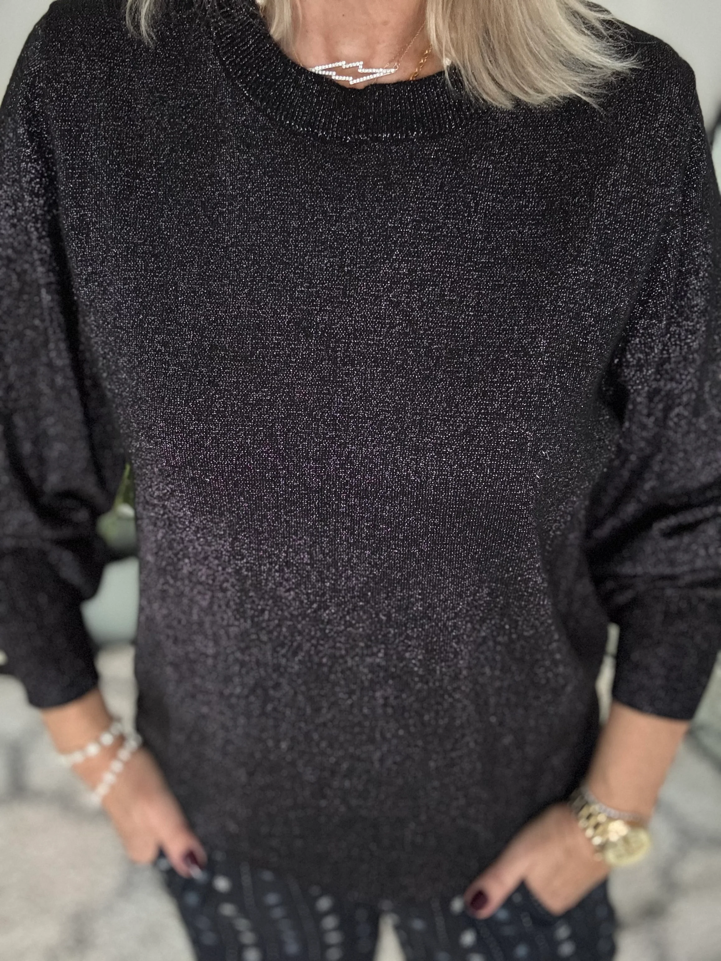 Soft Shimmer Jumper in Black - Image 6