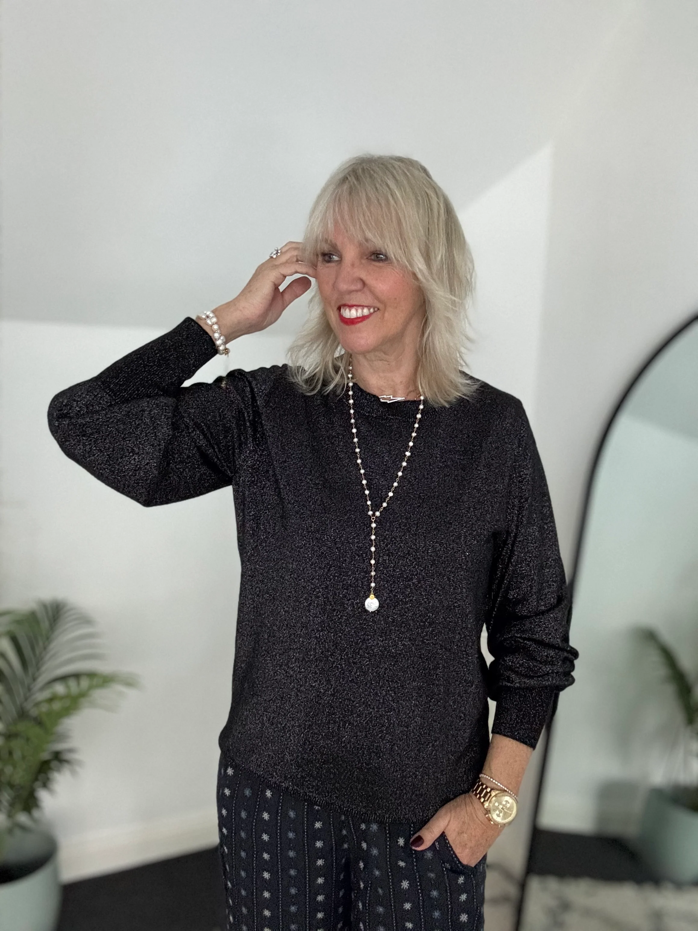 Soft Shimmer Jumper in Black - Image 7