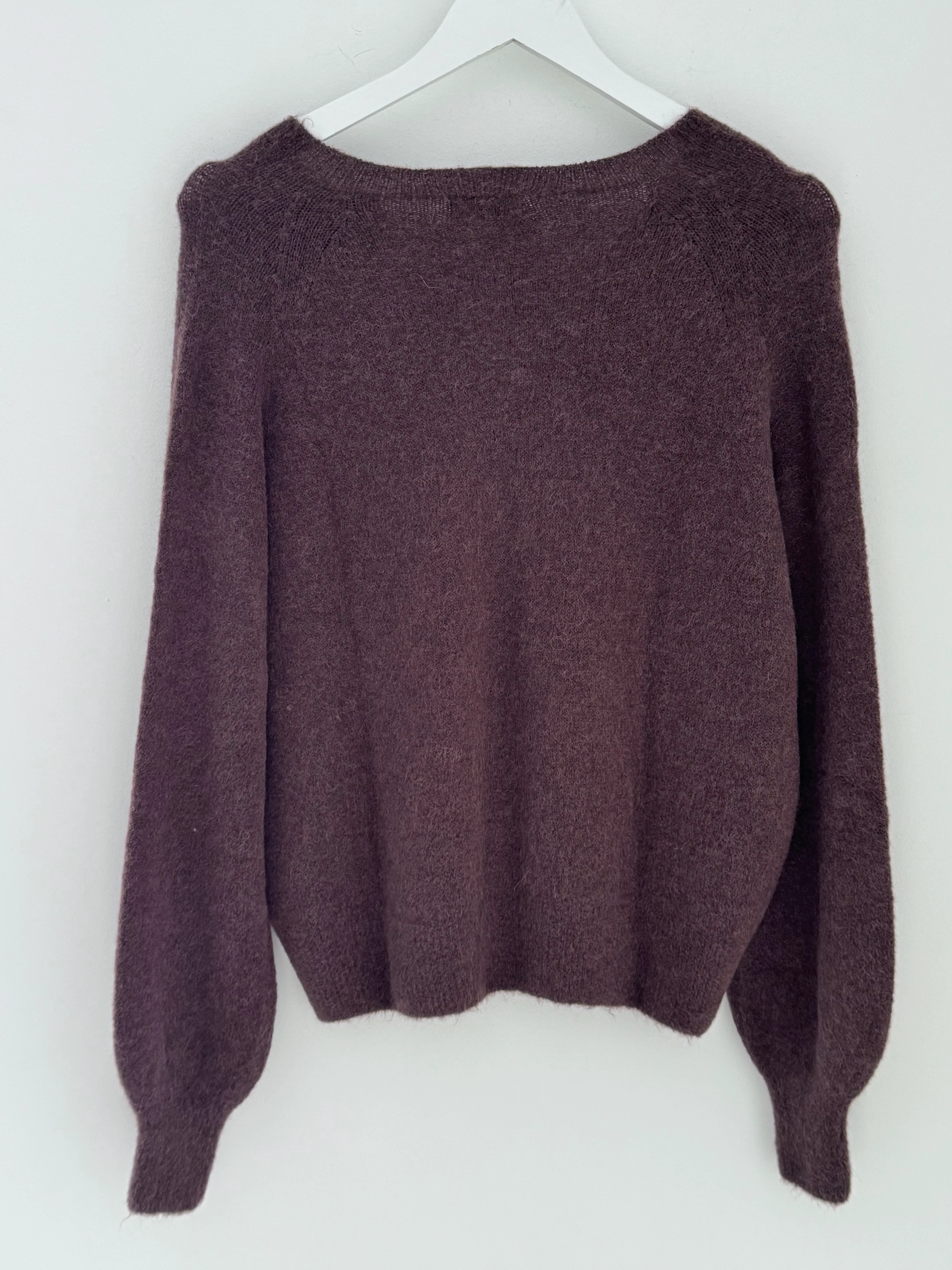 Softie Jumper with Button Neck in Chocolate - Image 9