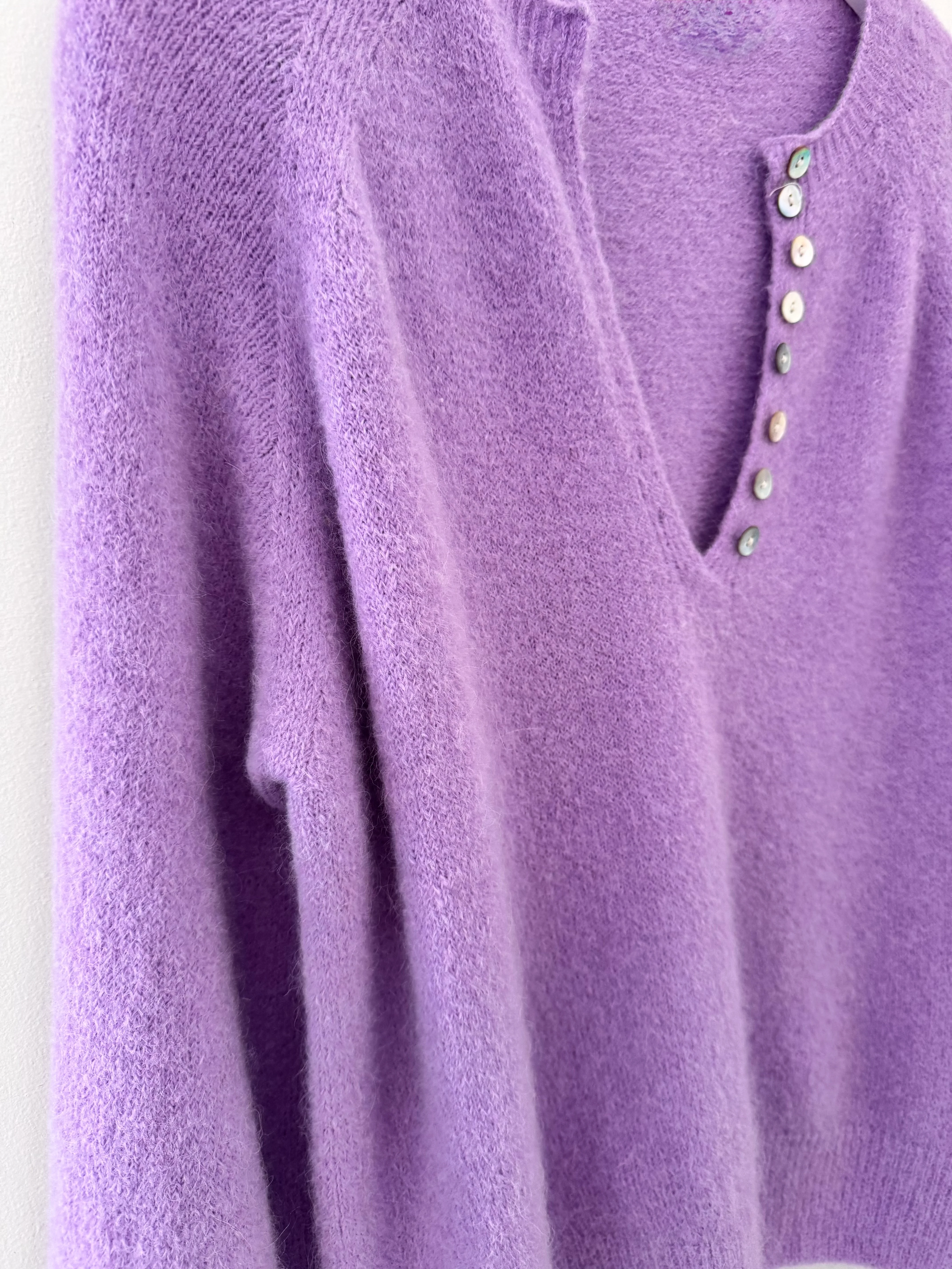 Softie Jumper with Button Neck in Lilac - Image 8