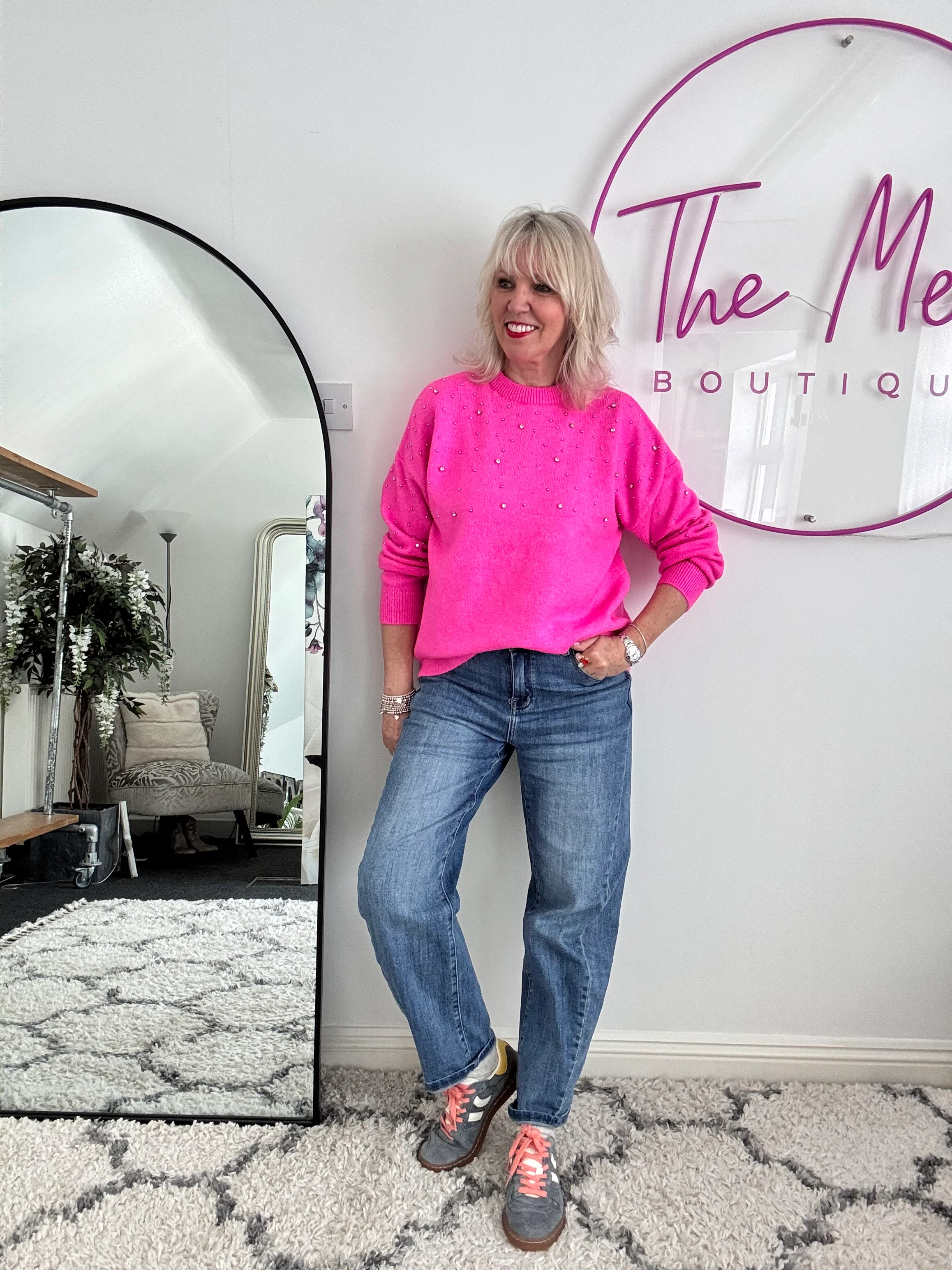 Soft Jumper with Beading in Hot Pink - Image 6