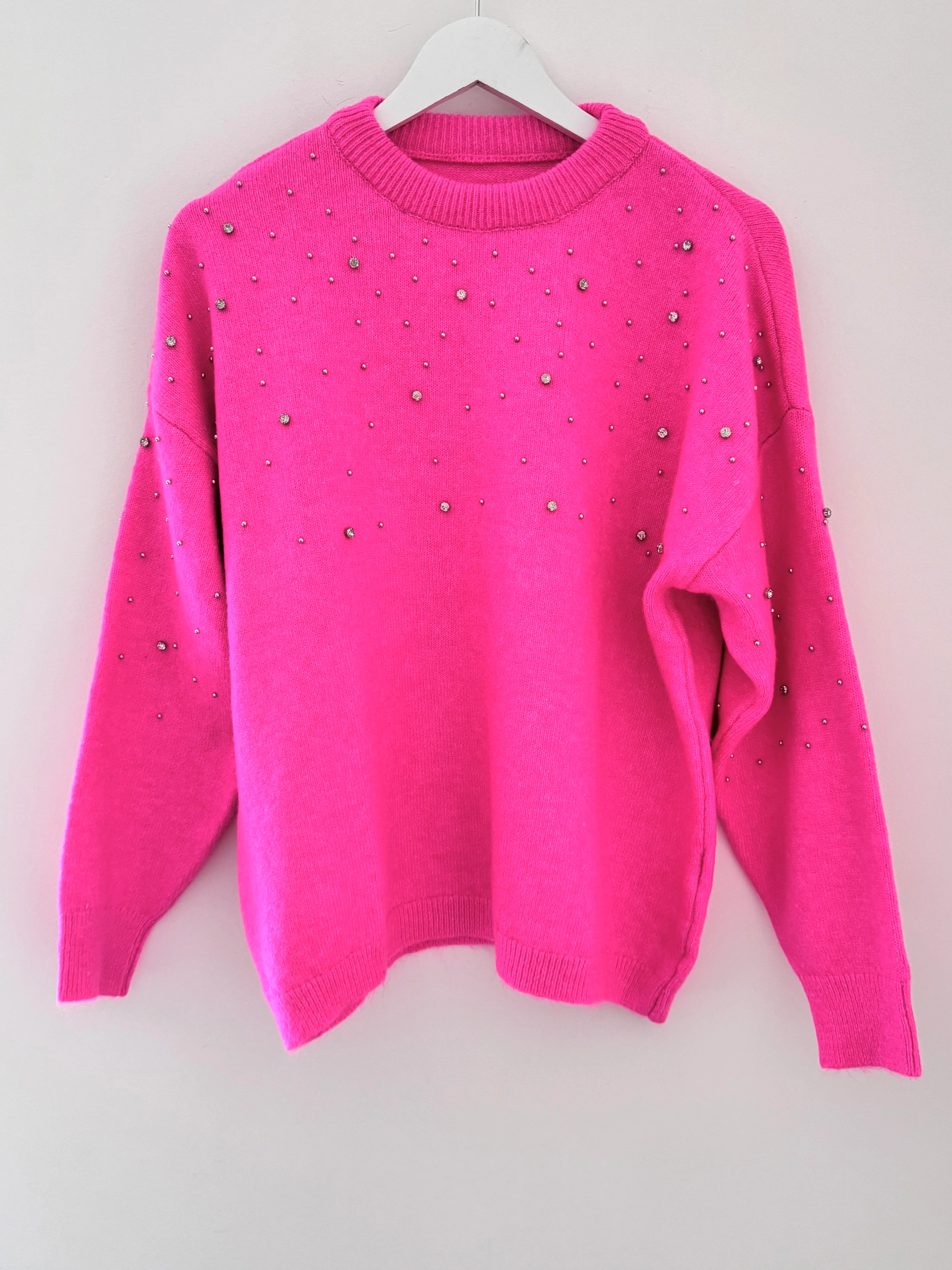 Soft Jumper with Beading in Hot Pink - Image 9
