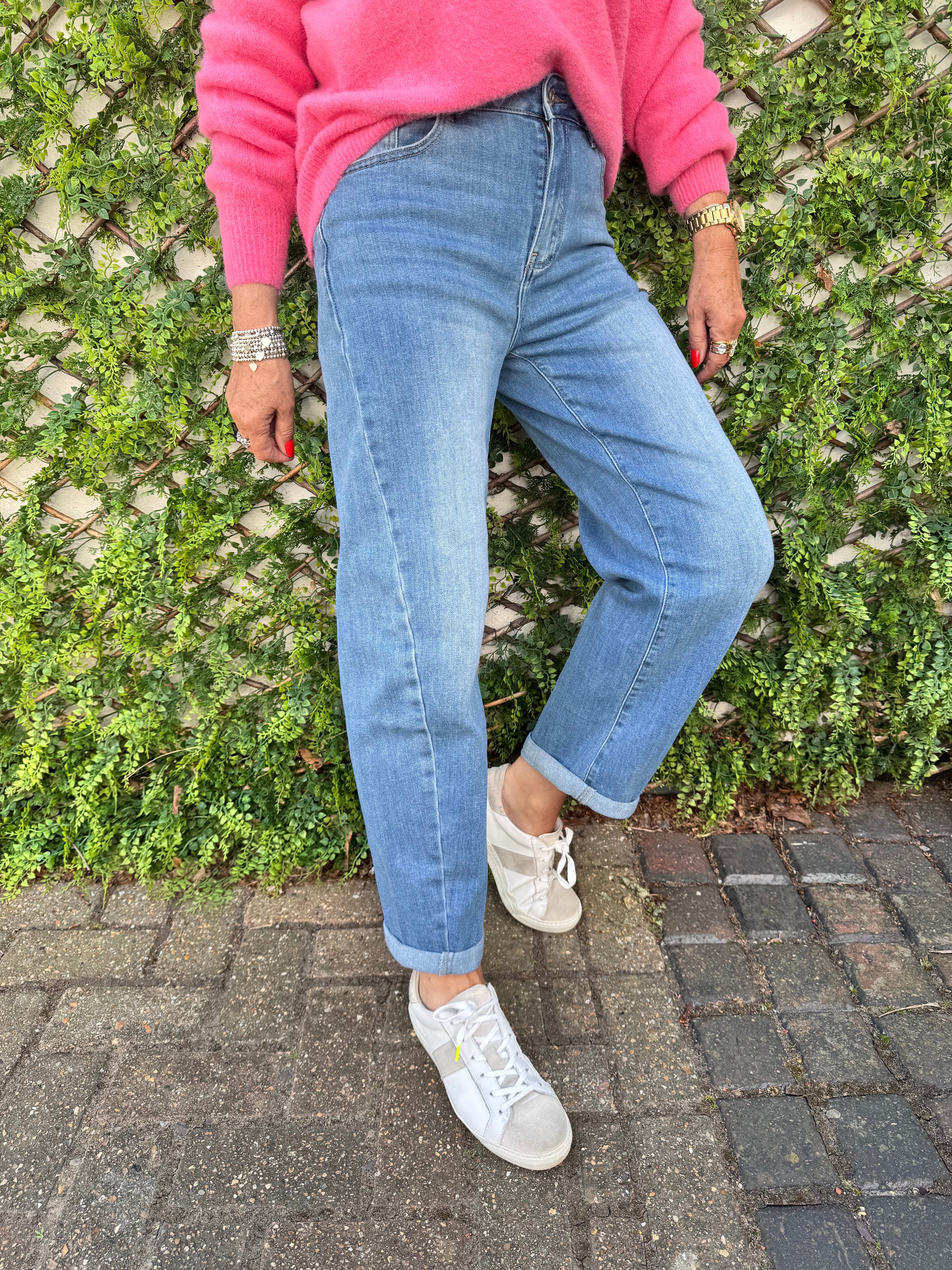 Stretch Boyfriend Jeans in Light Denim - Image 2