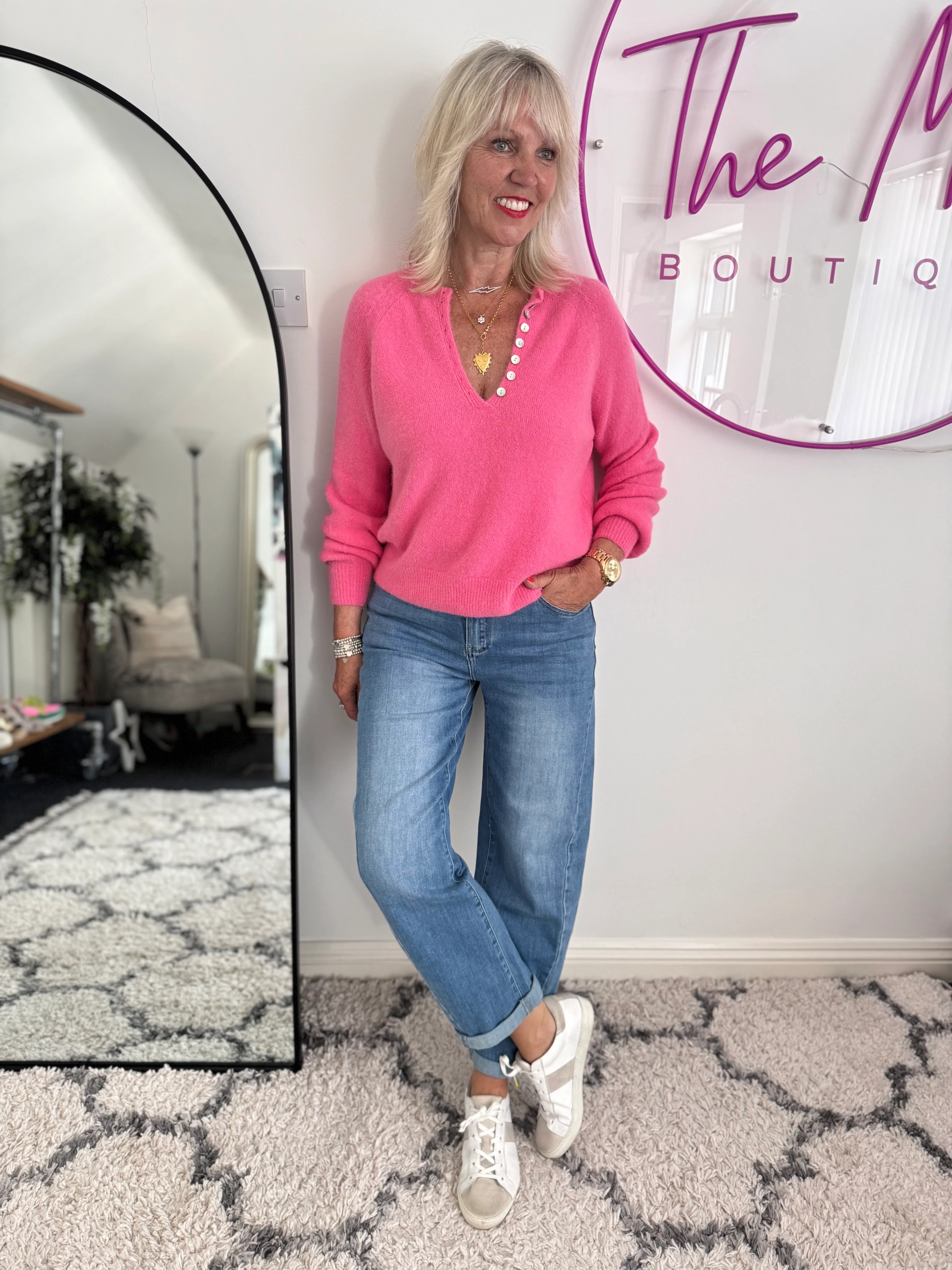 Stretch Boyfriend Jeans in Light Denim - Image 3