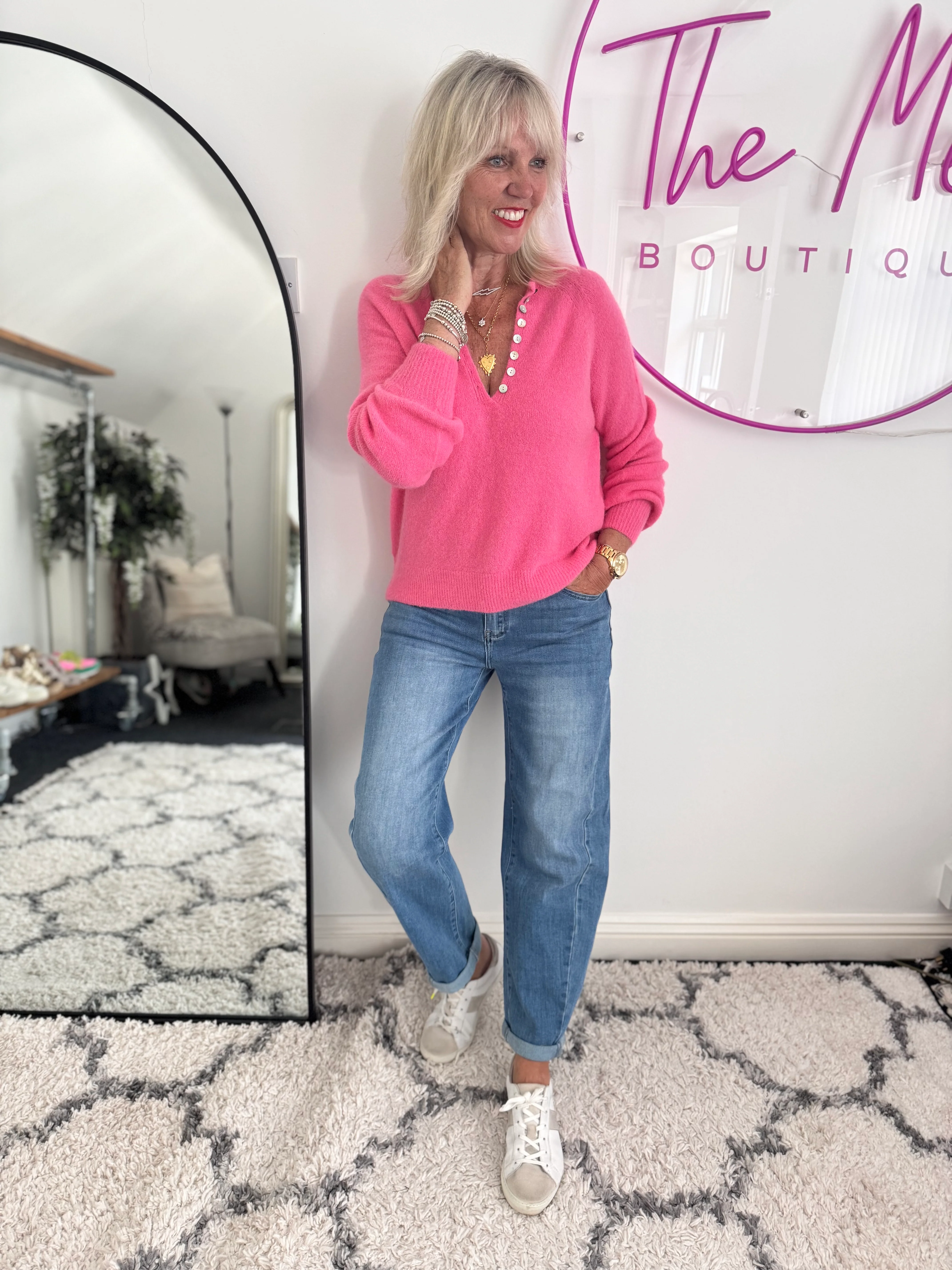 Stretch Boyfriend Jeans in Light Denim - Image 4