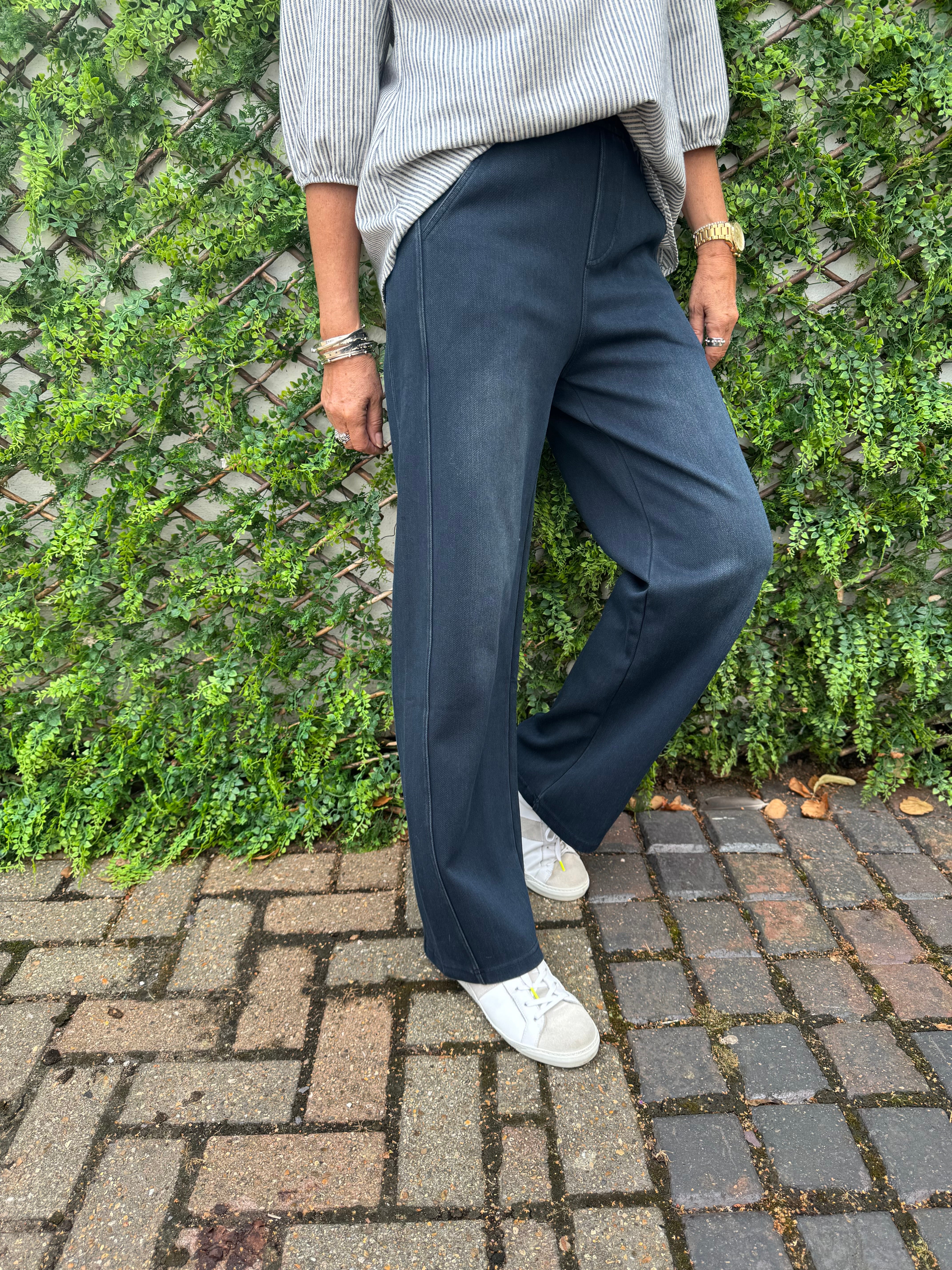 Stretch Denim Trousers in Ink Blue - Image 2
