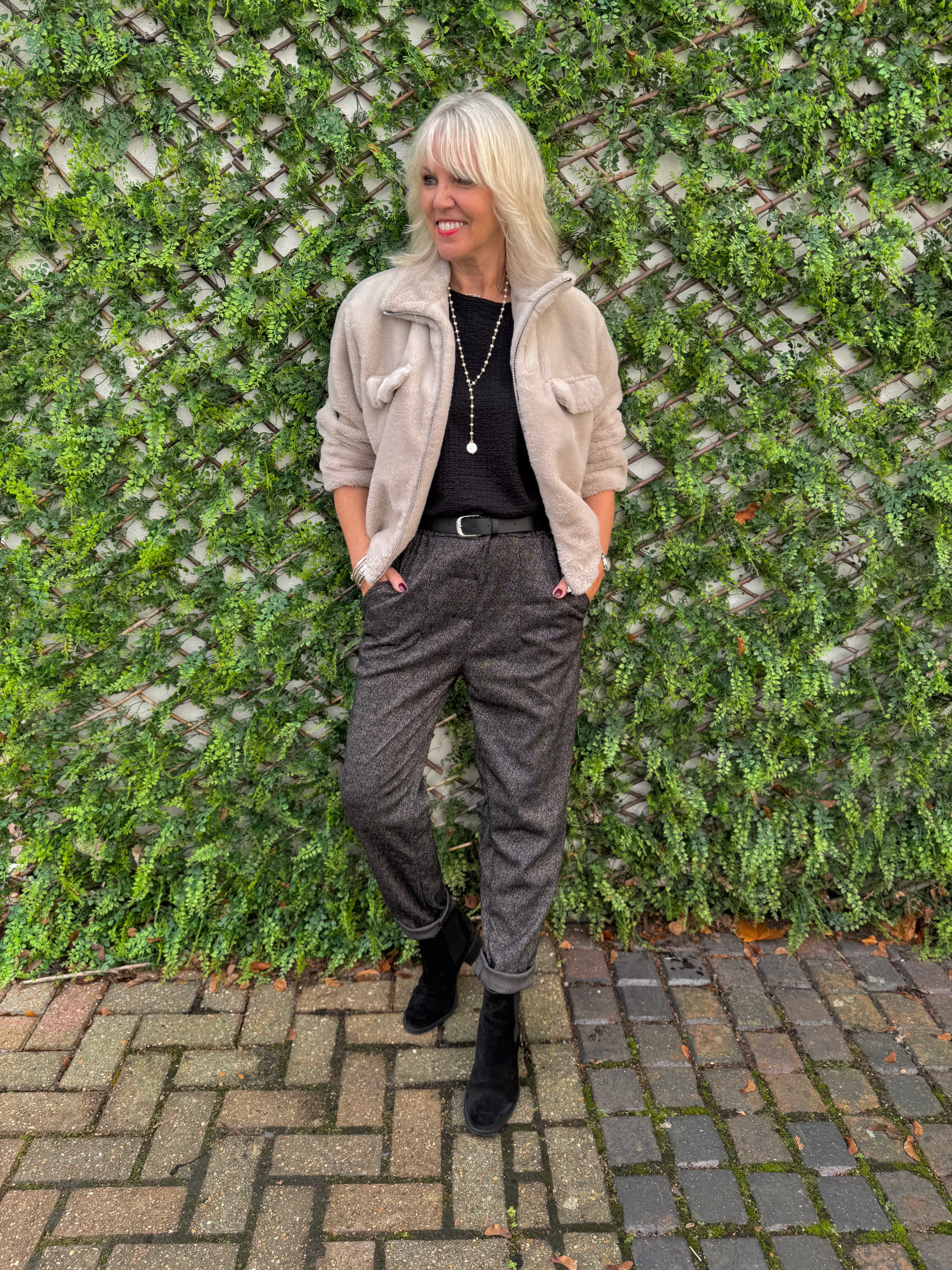Stretch Herringbone Trousers in Cocoa - Image 5