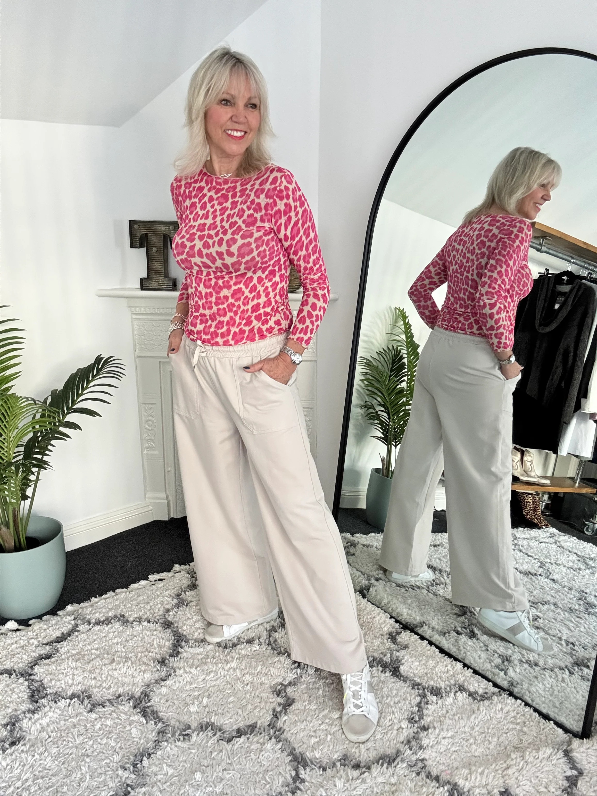 Stretch Jersey Trousers in Ecru - Image 3
