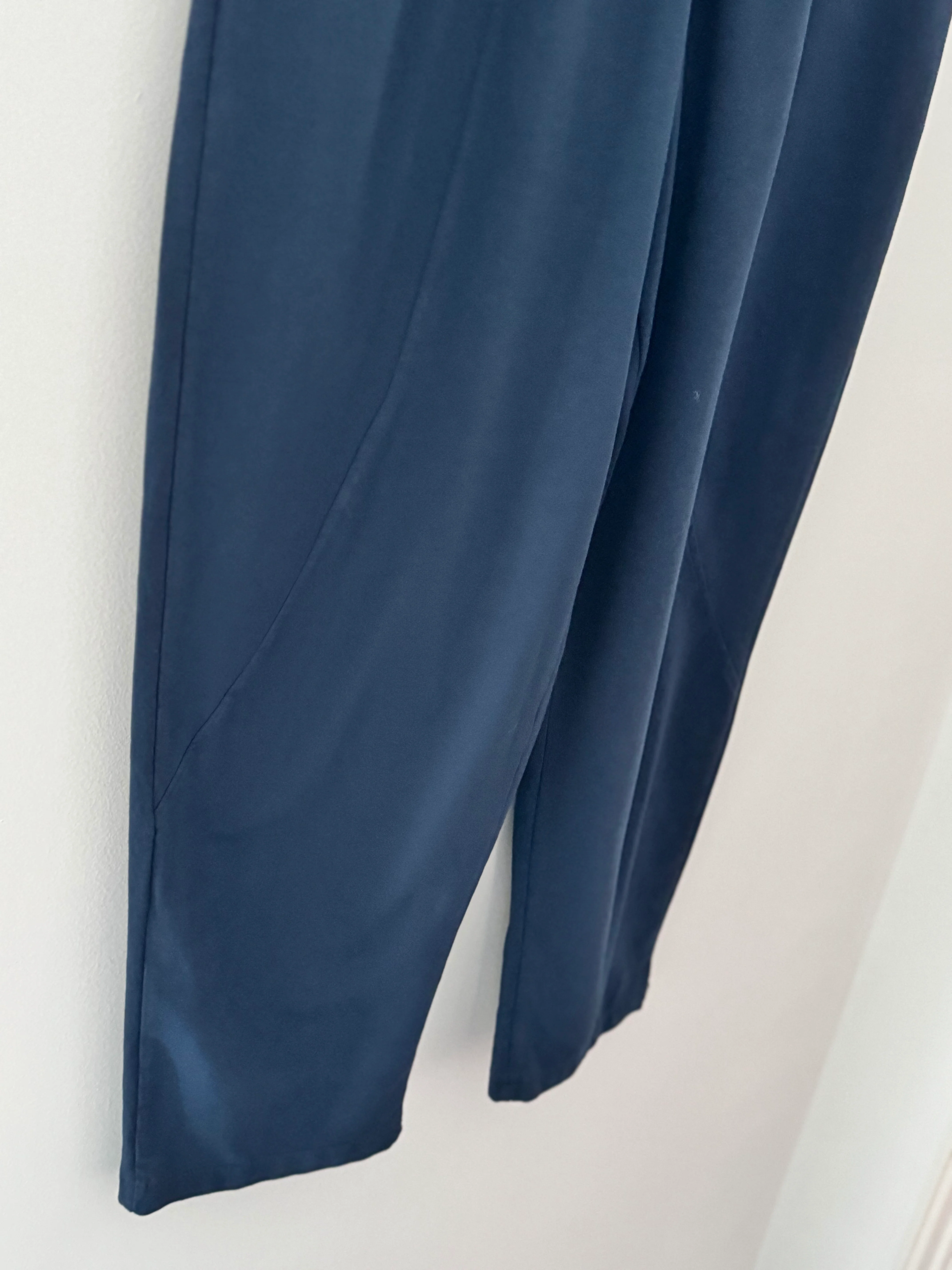 Stretch Jersey Trousers with Topstitching in Navy - Image 11