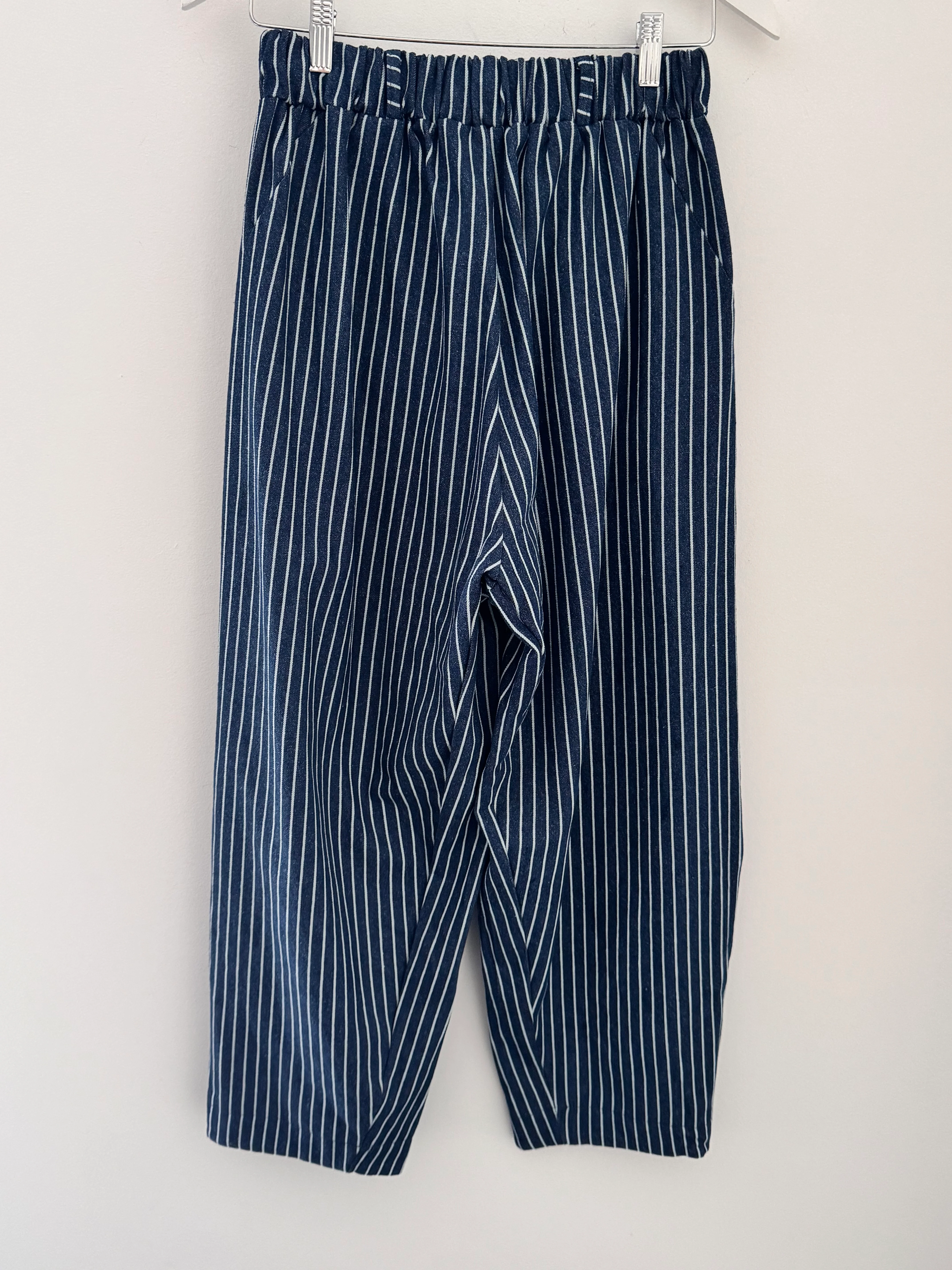 Stripe Barrel Leg Trousers in Denim Blue - Image 12