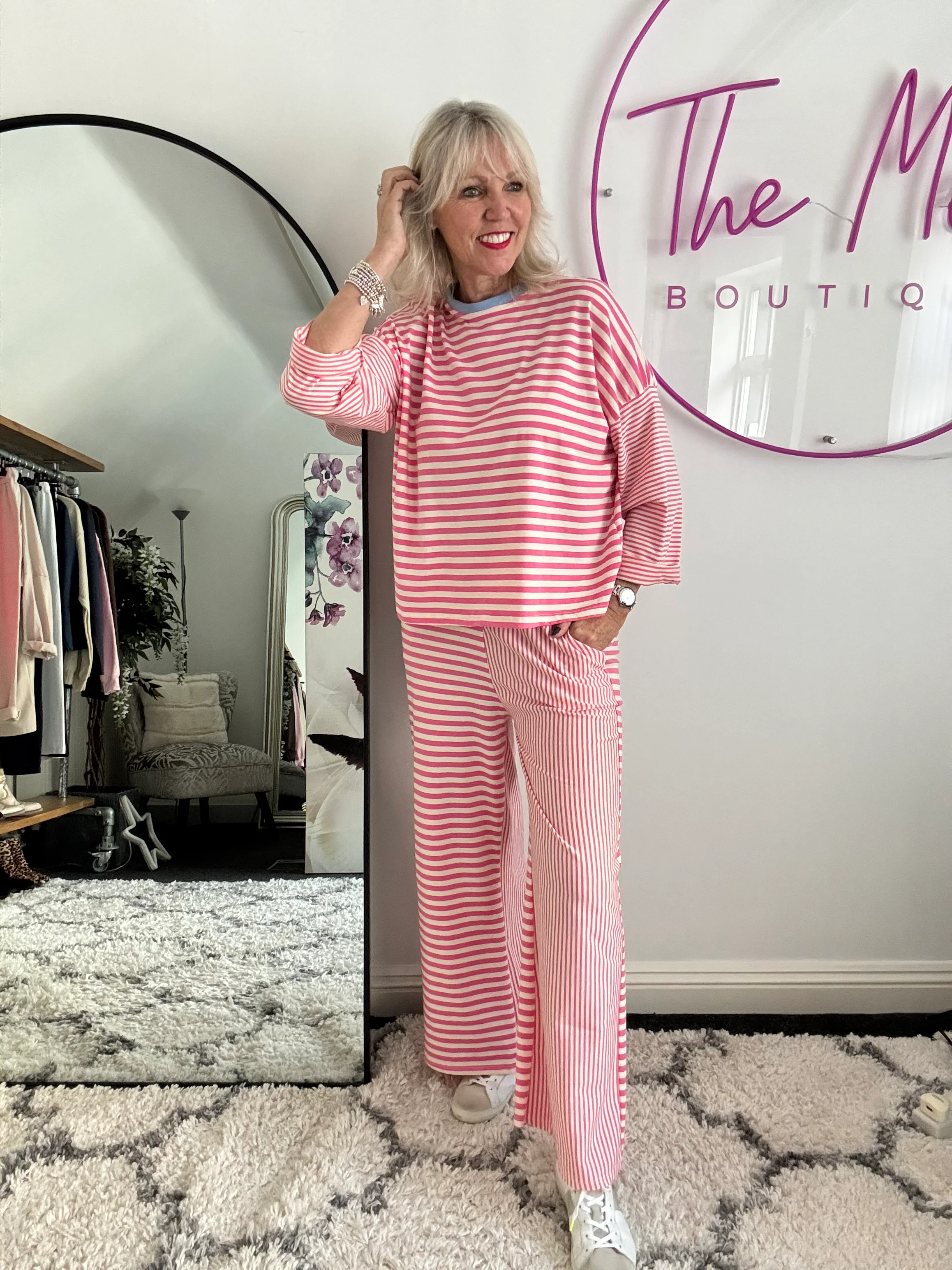 Stripe Lounge Pants in Pink & White - Image 7