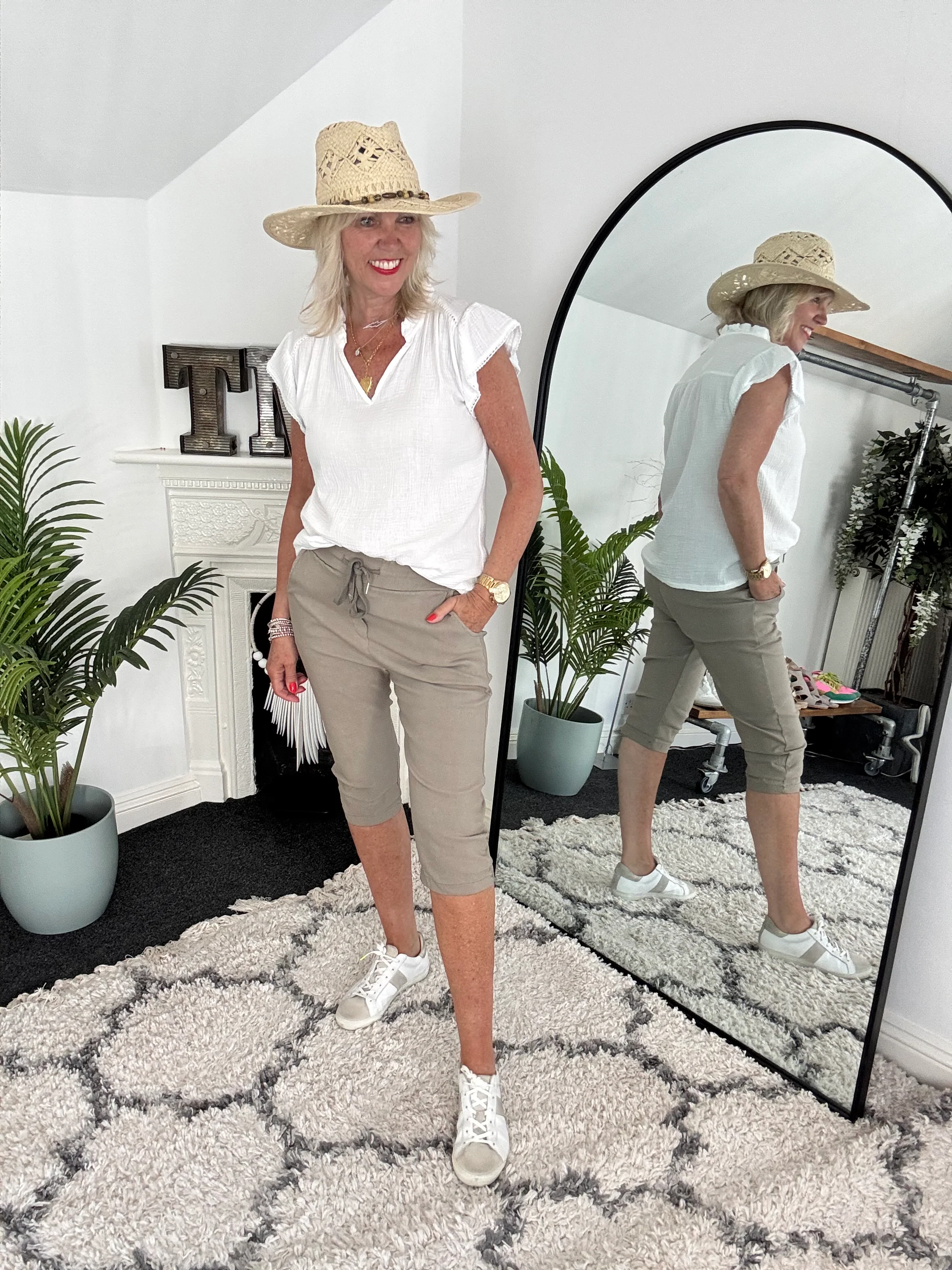 Super Stretch Capri Shorts in Mocha - Image 3