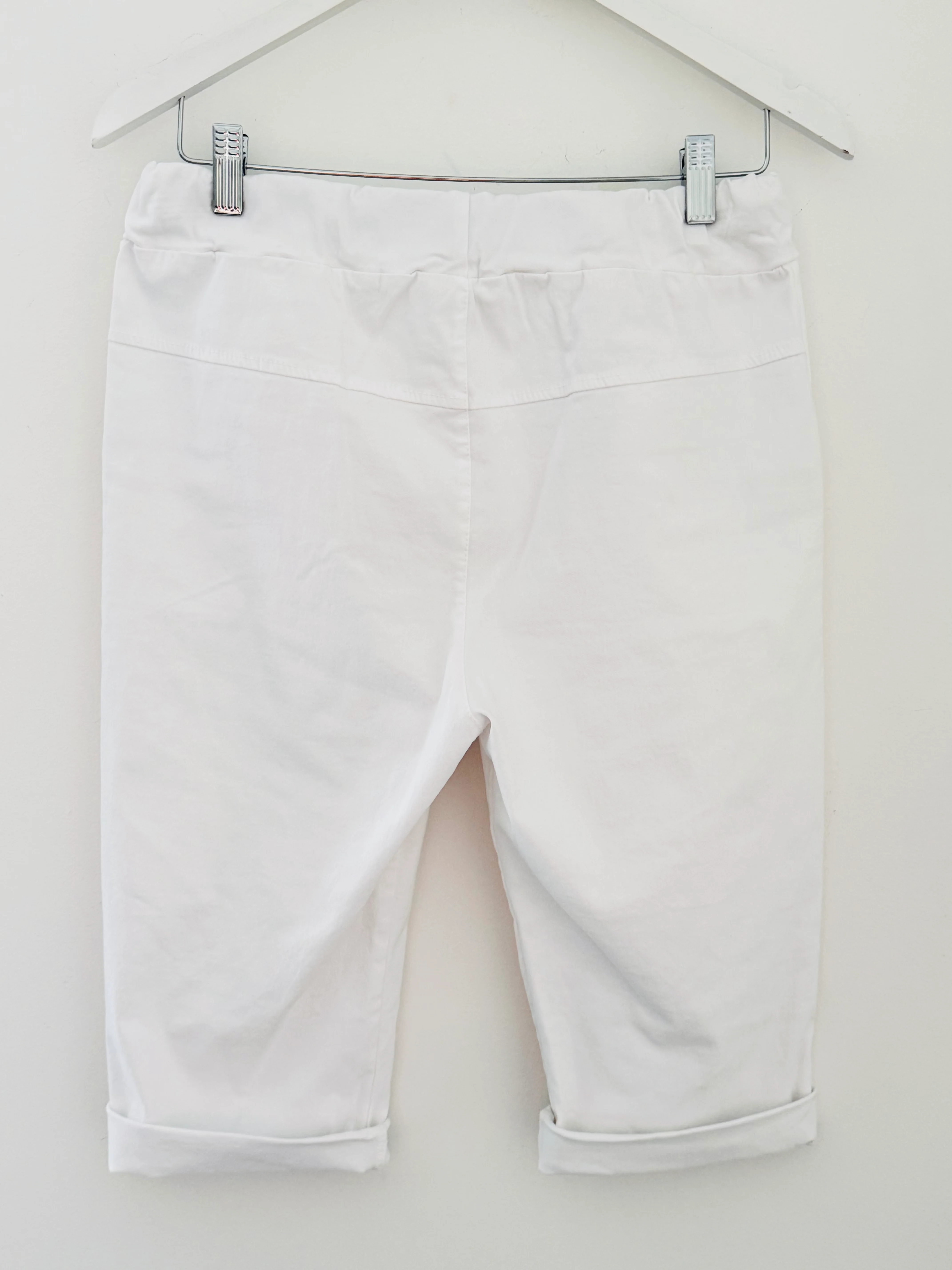 Super Stretch Capri Shorts in White - Image 10