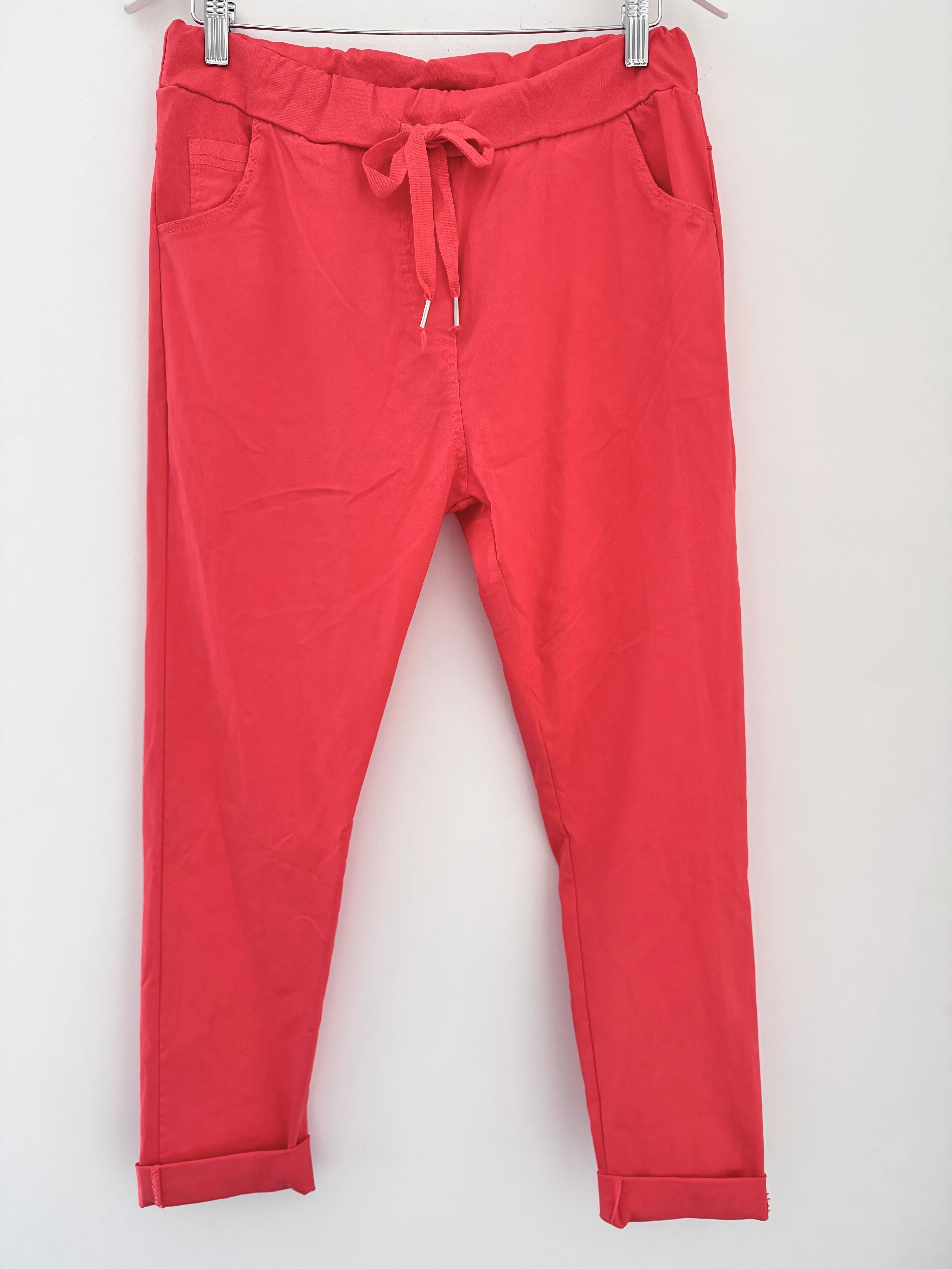 Super Stretch Four Pocket Joggers in Coral - Image 3