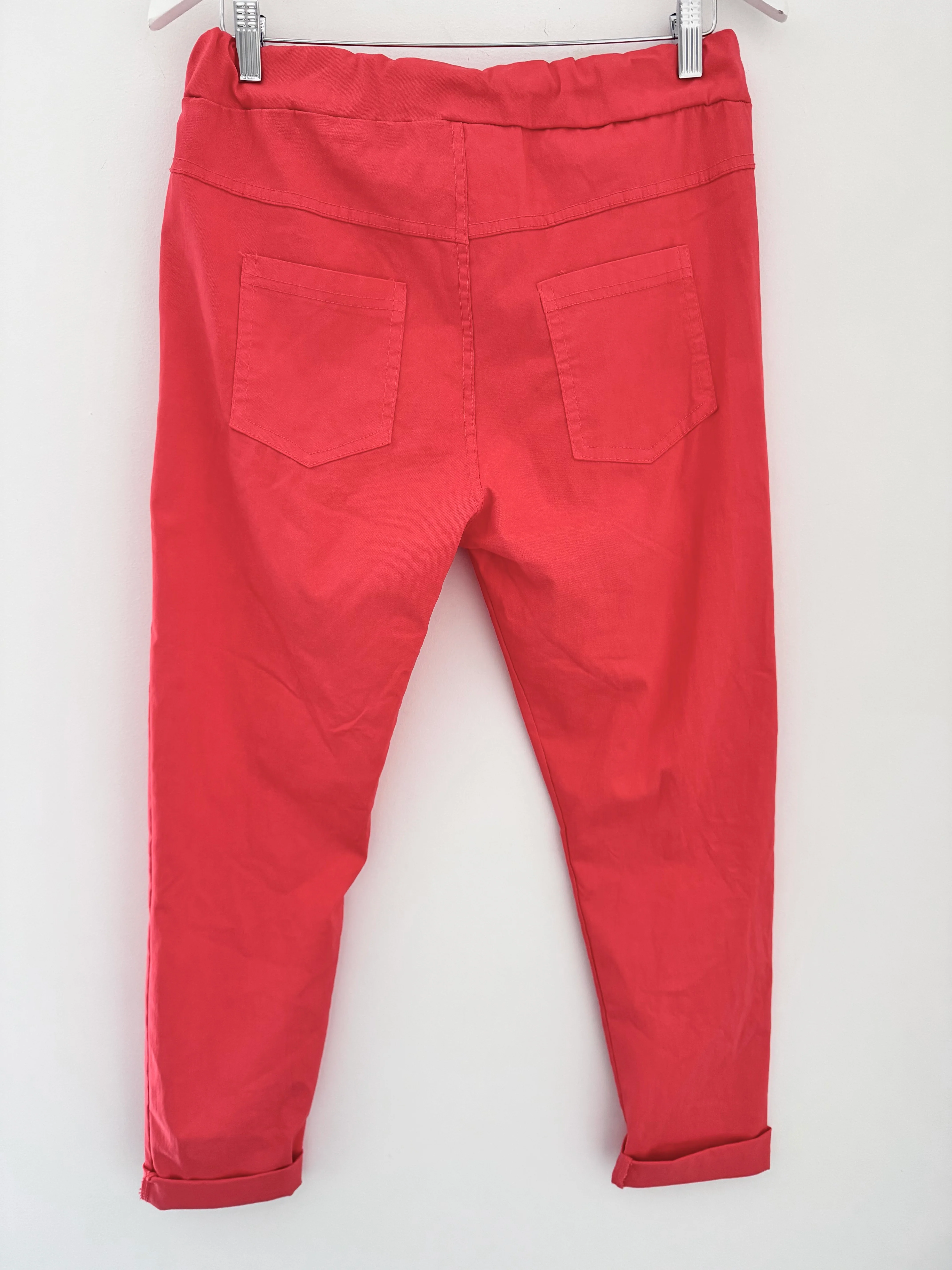 Super Stretch Four Pocket Joggers in Coral - Image 5