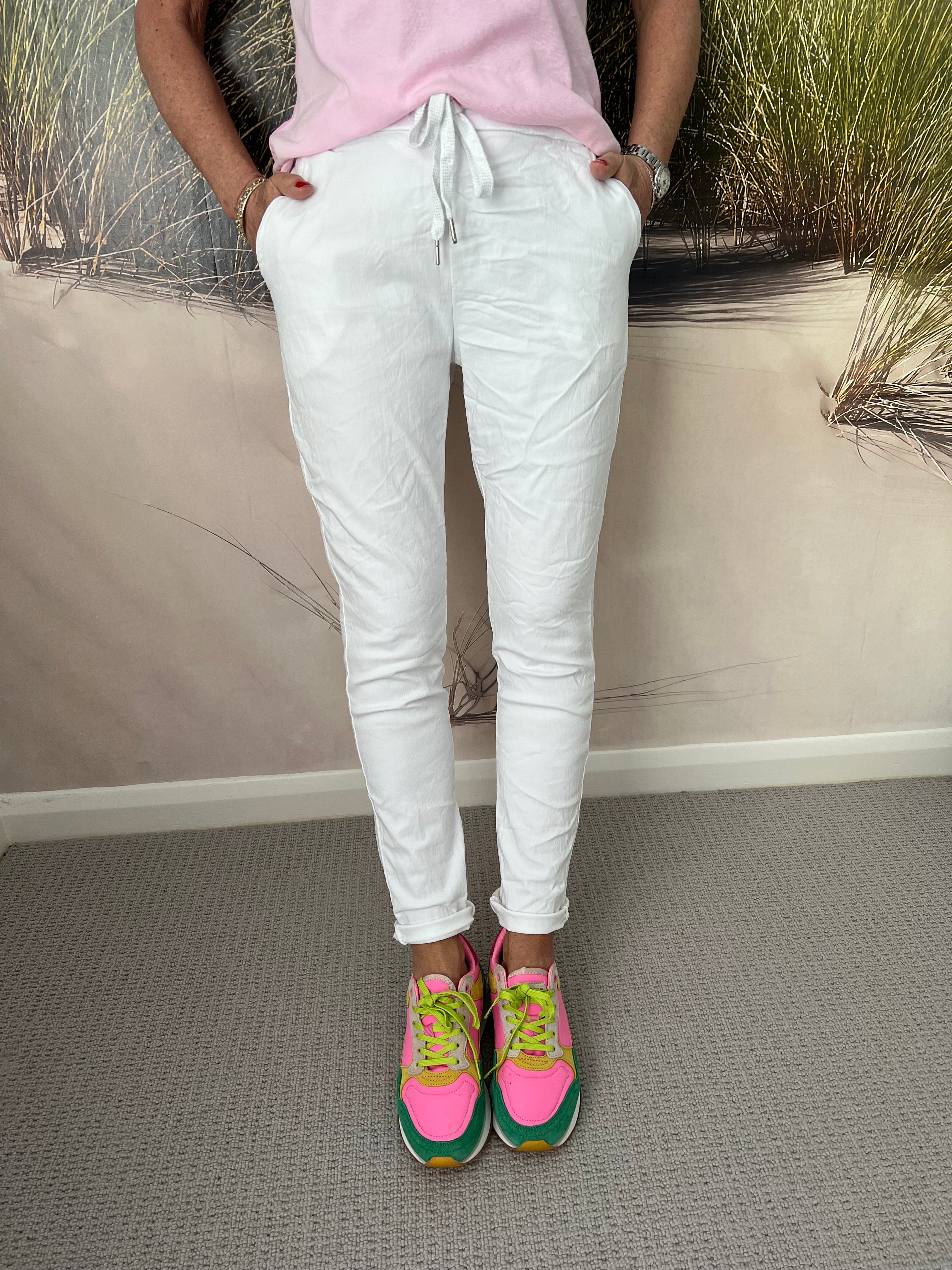 Super Stretch Joggers in White - Image 2