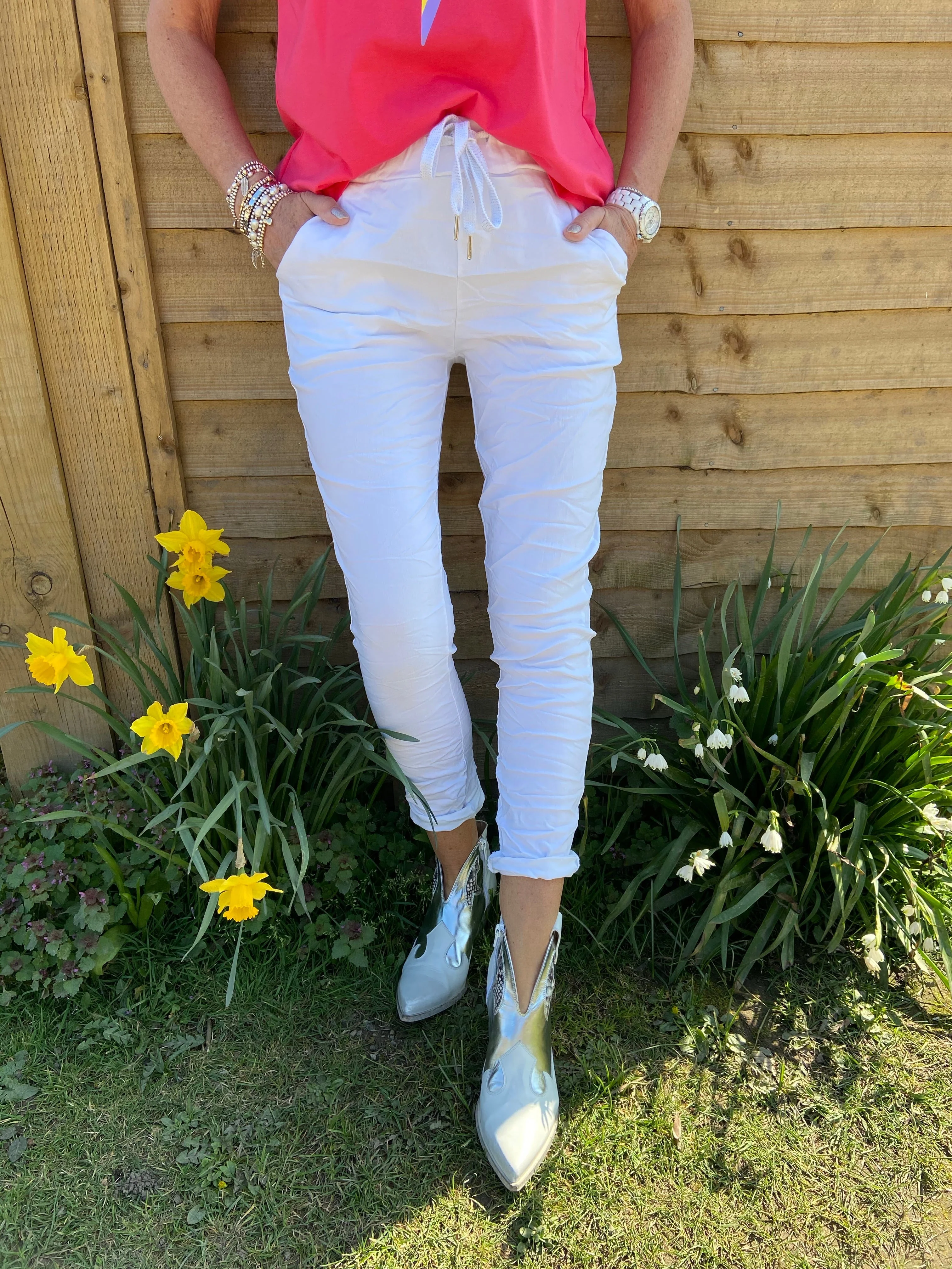 Super Stretch Joggers in White - Image 6