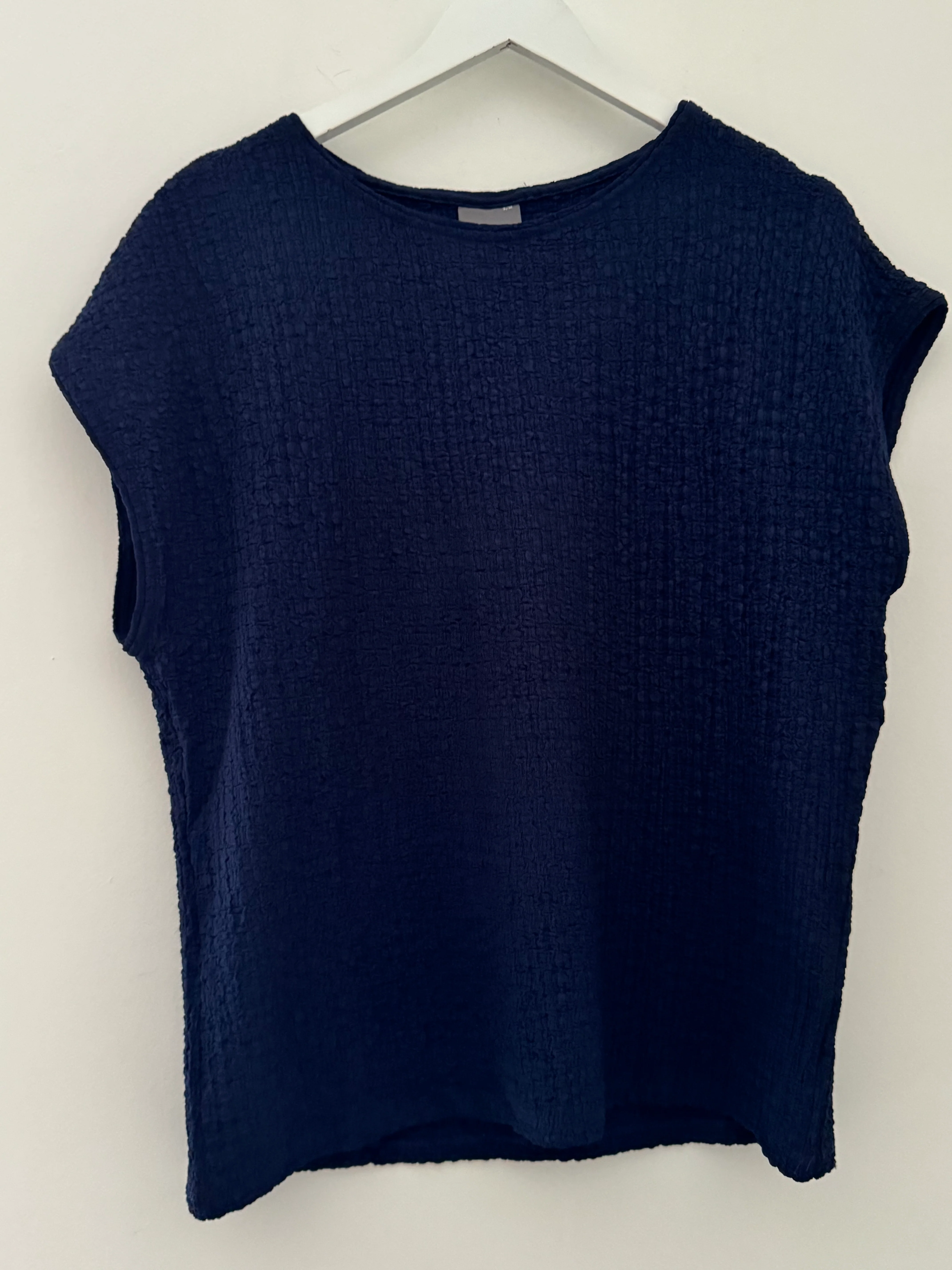 Textured Stretch Crepe Top in Navy - Image 7