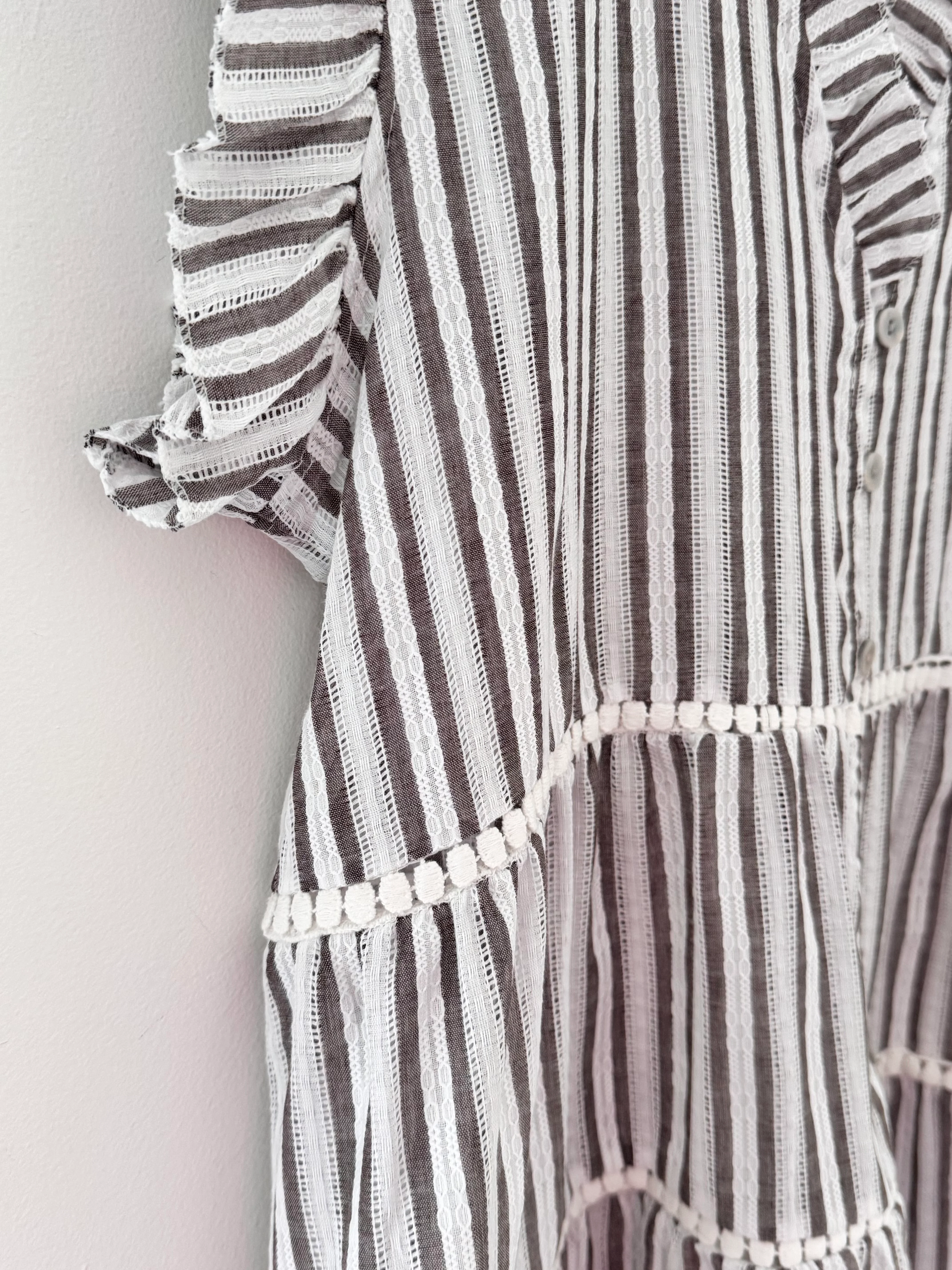 Tiered Cotton Top in Mocha & White Stripe - Image 6